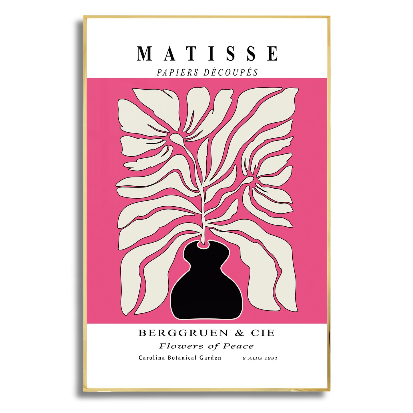 Botanic Serenity- Modern Matisse Inspired Geometric Wall Art – Luxury Framed Glass Wall Decoration (Multiple Colors)