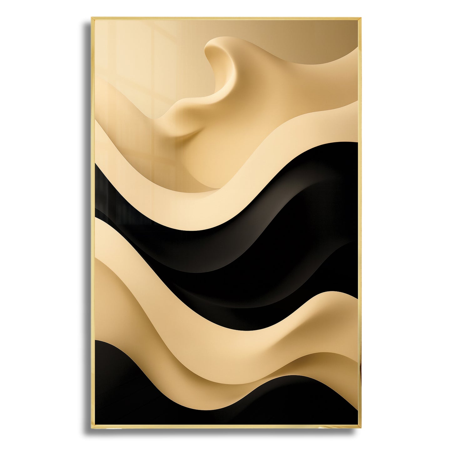 Cream and Black Wave Abstract – Minimalist Modern Wall Art