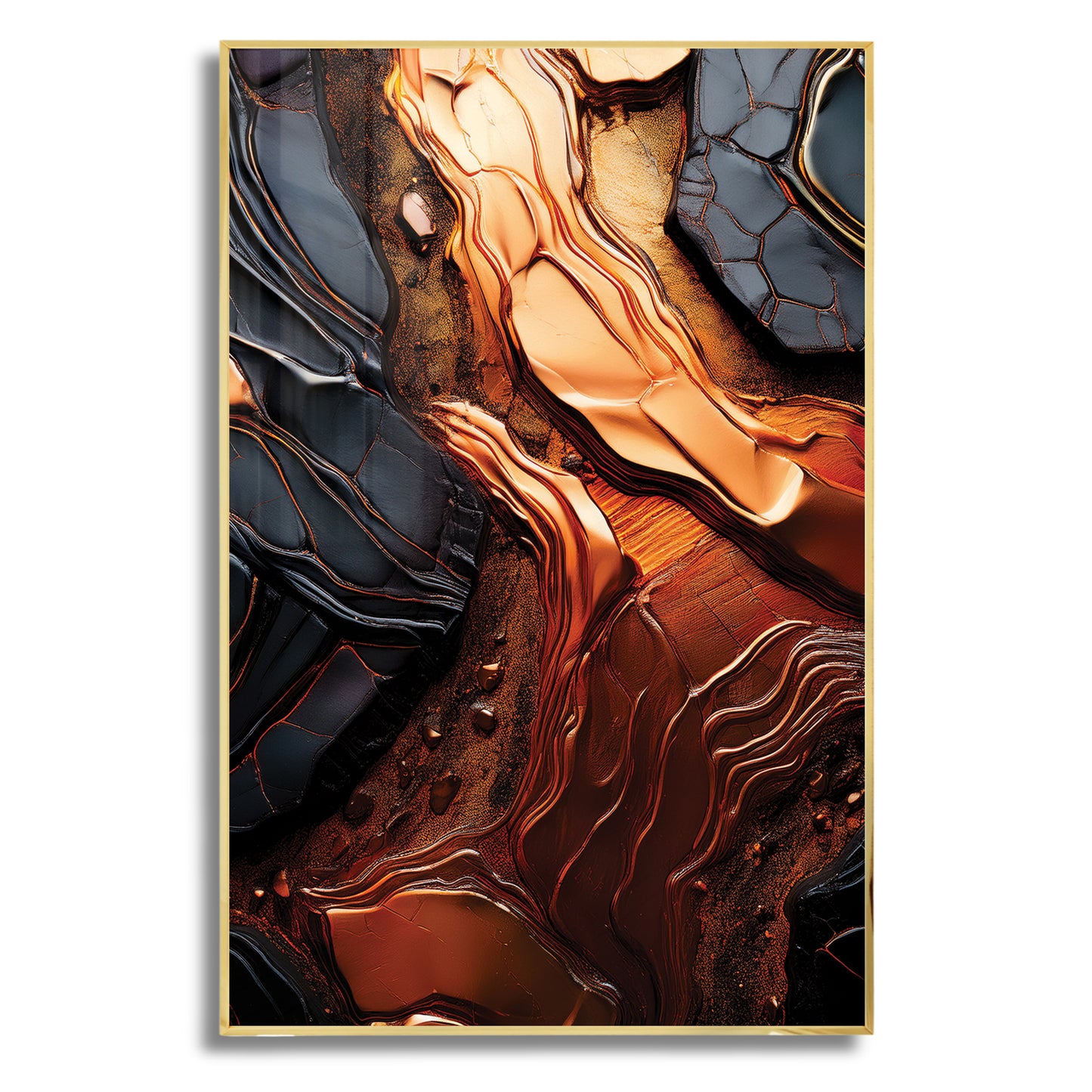 Molten Copper & Black Abstract – Luxury Modern Wall Art