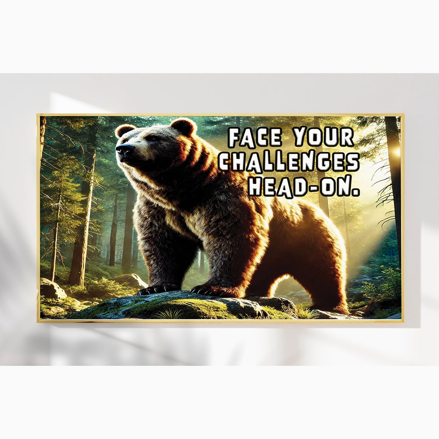 The Fearless Bear – Face Your Challenges Motivational Wall Art