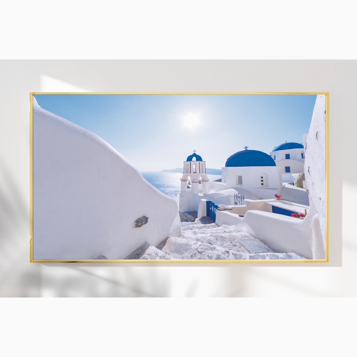 Oia Vista β Santorini Bell Tower Wall Art, Iconic Greek Architecture at Sunrise