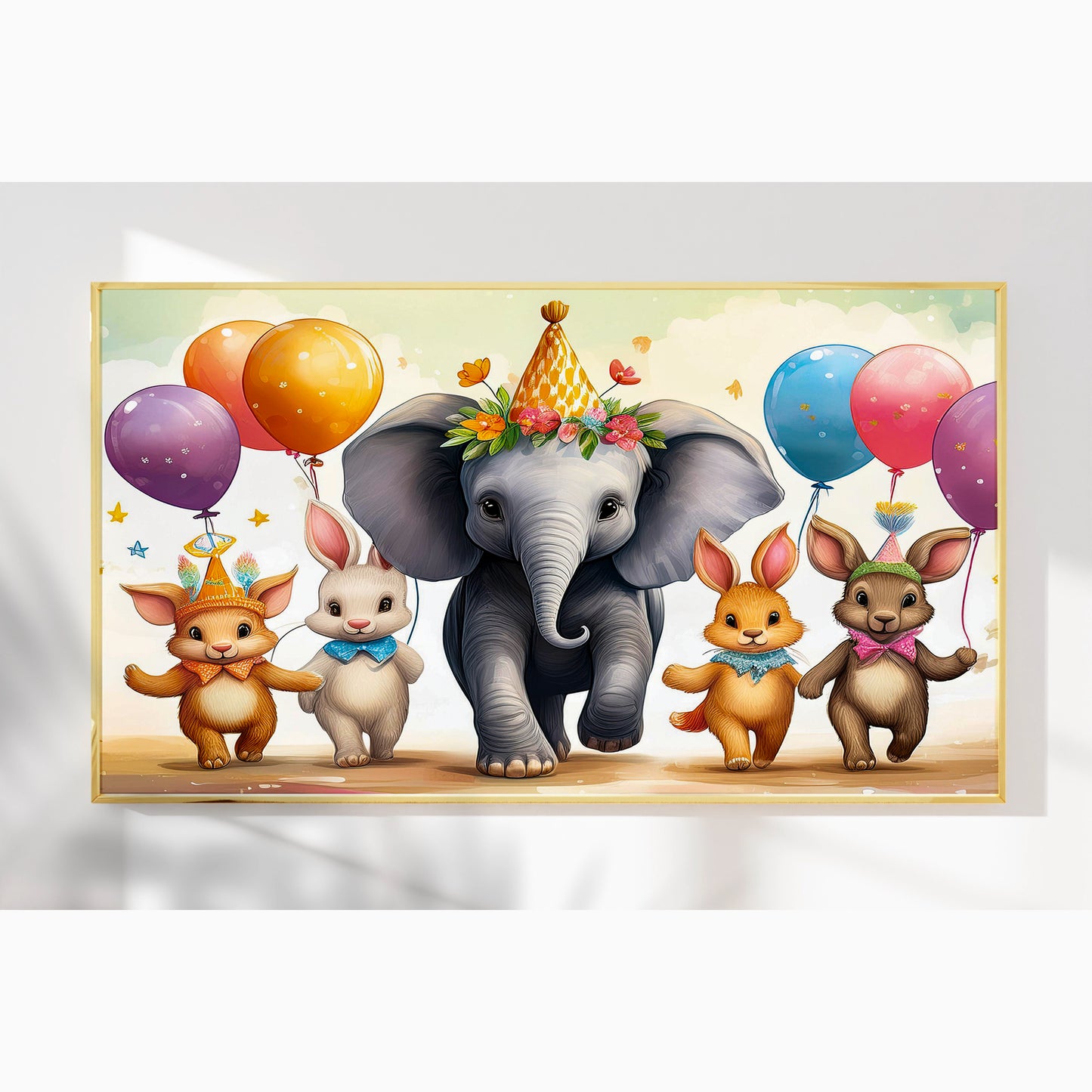 Parade with Elephant & Forest Friends – Celebration Wall Art for Kids