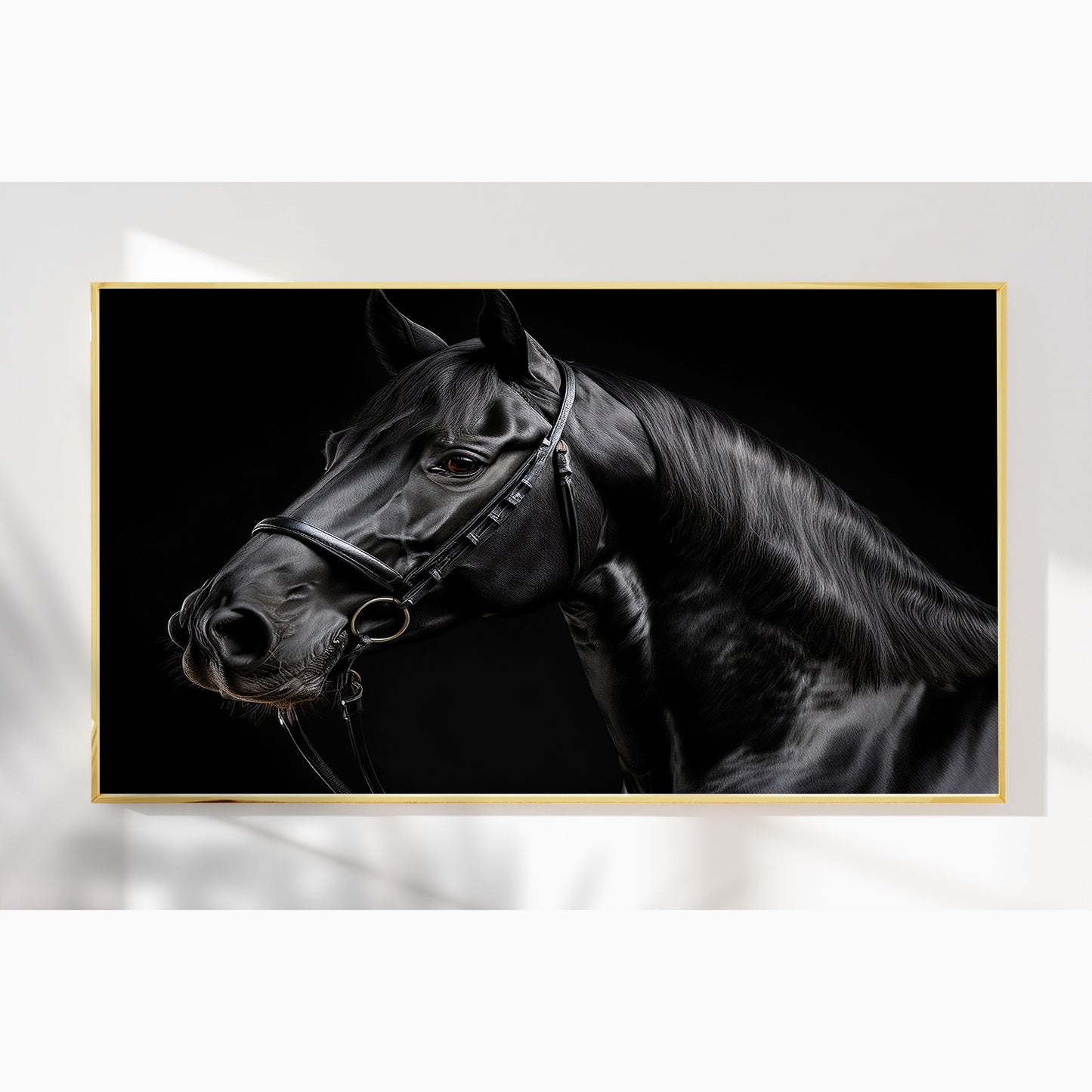 Midnight Elegance β Close-Up of Black Percheron Horse