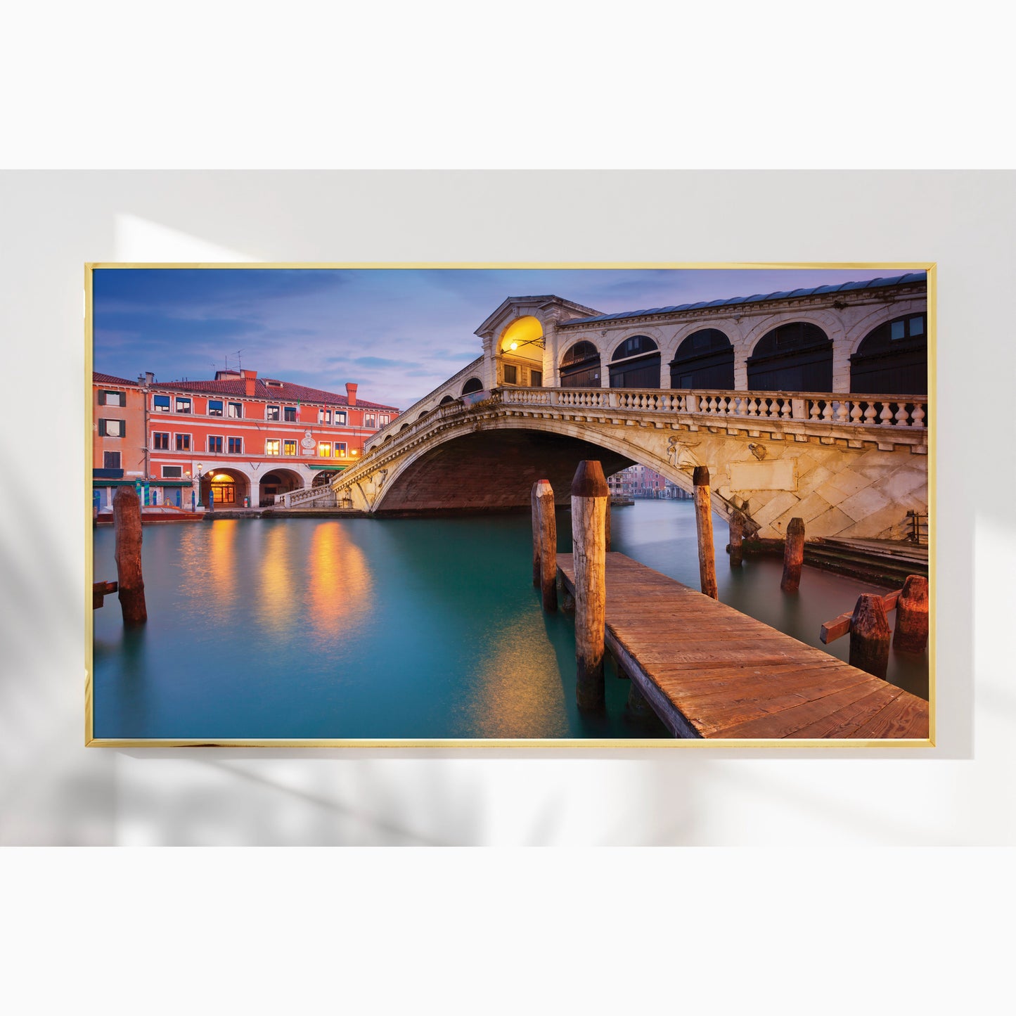 Rialto Bridge by Night β Venetian Reflections Wall Art, Italy Fine Art Photography