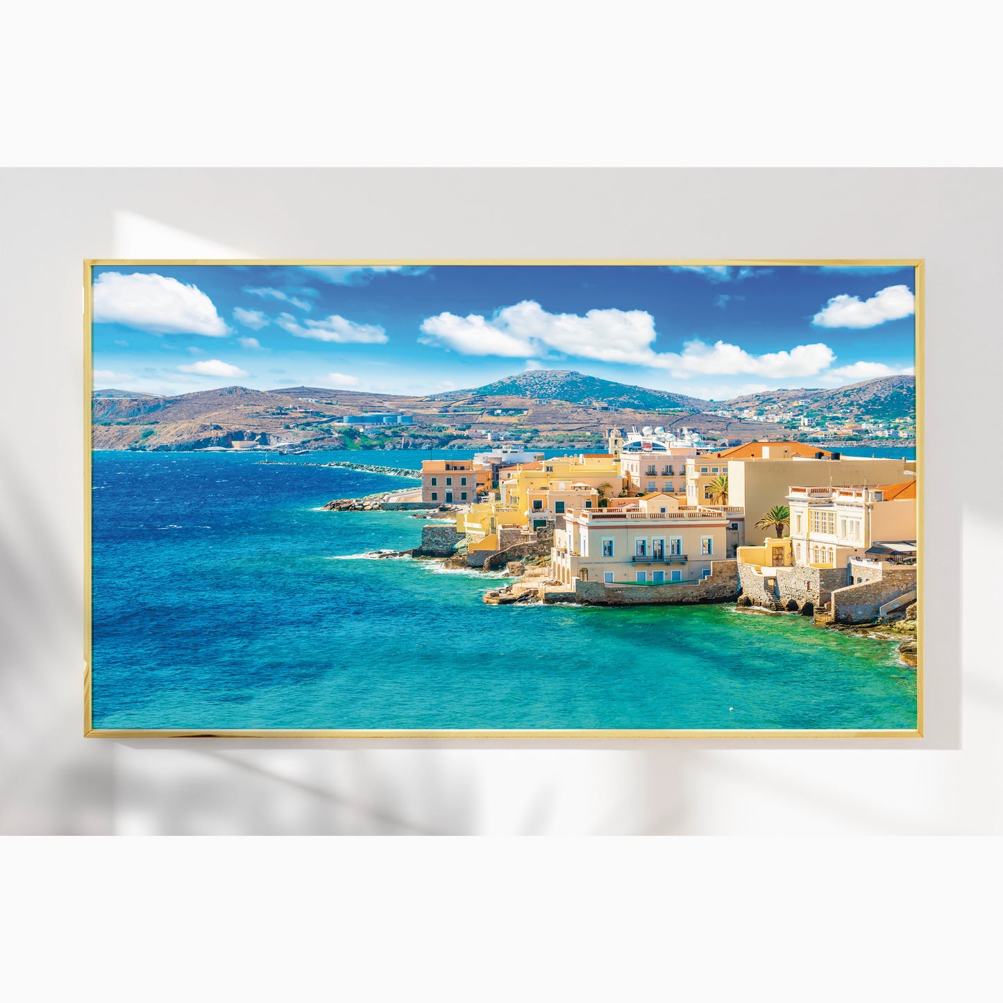 Syros Island Coastline – Greek Island Wall Art, Seaside Architecture Print