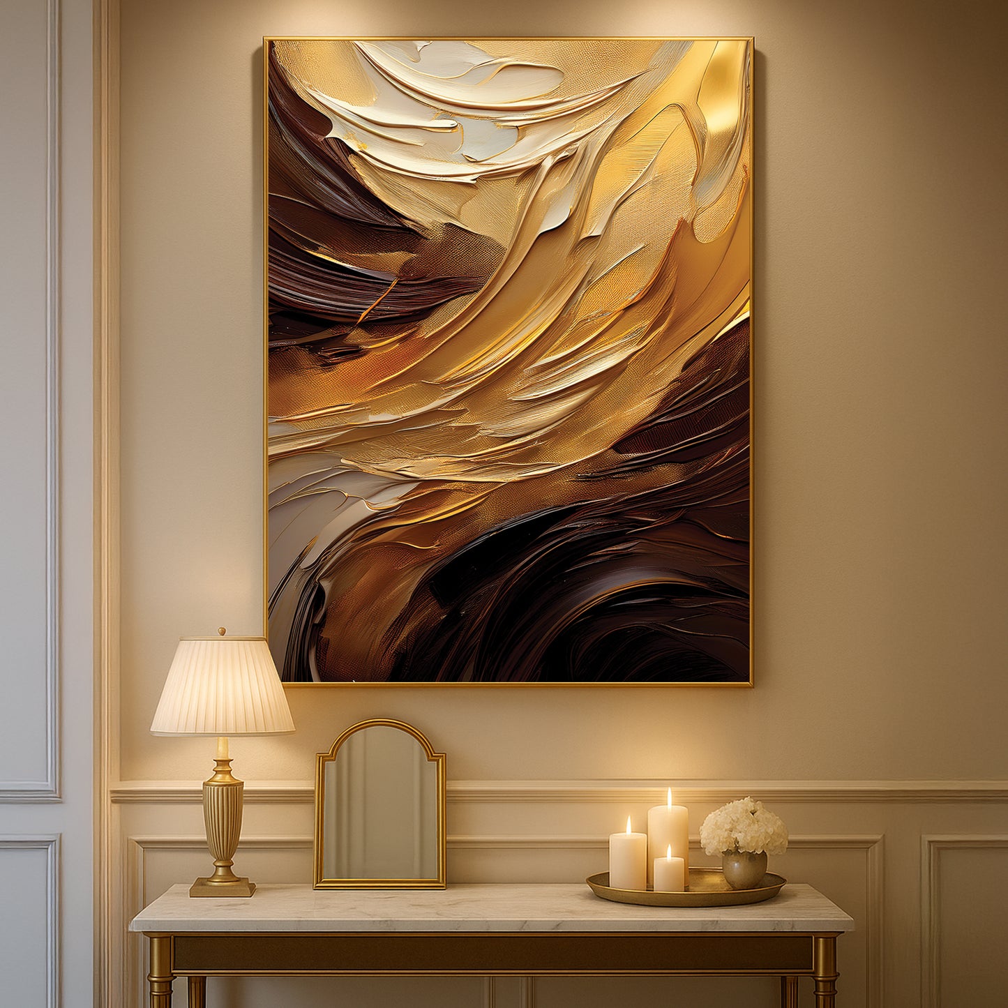 Gold Abstract Wall Art – Textured Modern Elegance