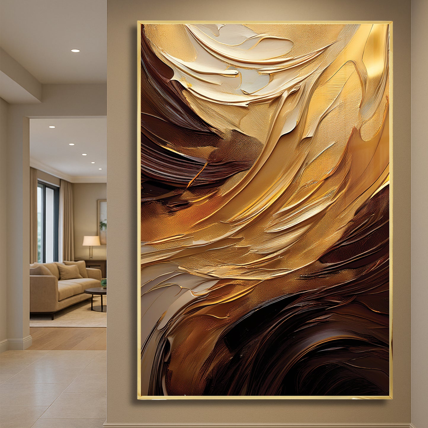 Gold Abstract Wall Art – Textured Modern Elegance