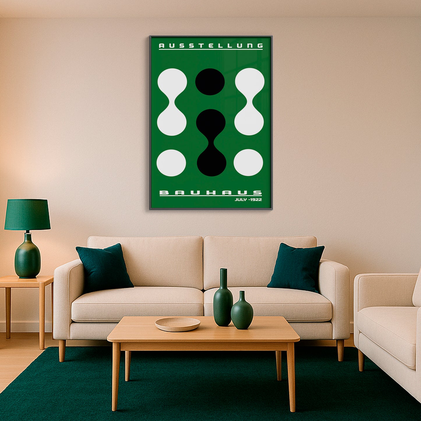 Form & Rhythm - Bauhaus Exhibition 1922 | Luxury Framed Glass Wall Art (Multiple Colors)