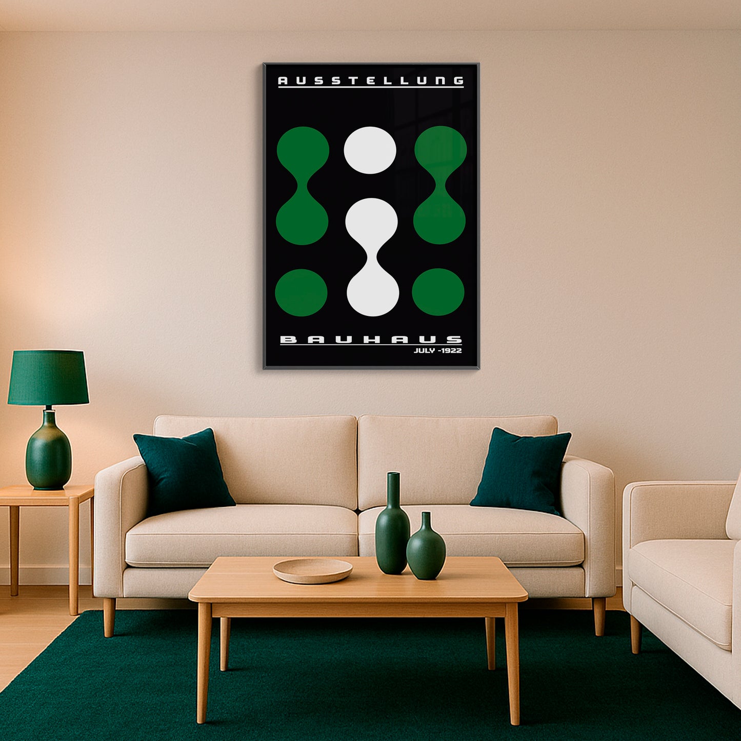 Modern Rhythm – Bauhaus Exhibition 1922 | Luxury Framed Glass Art (Multiple Colors)