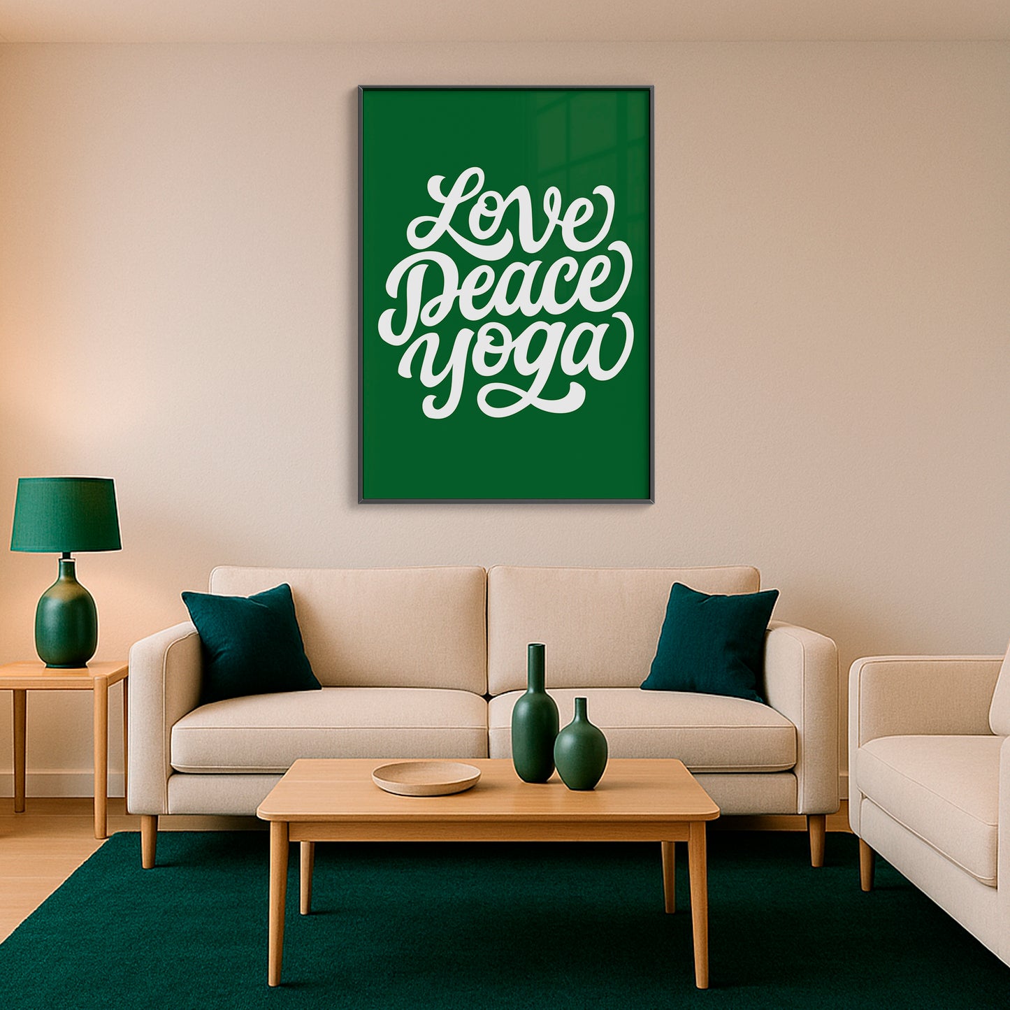 Love Peace Yoga - Luxury Framed Wall Art (Multiple Colors)