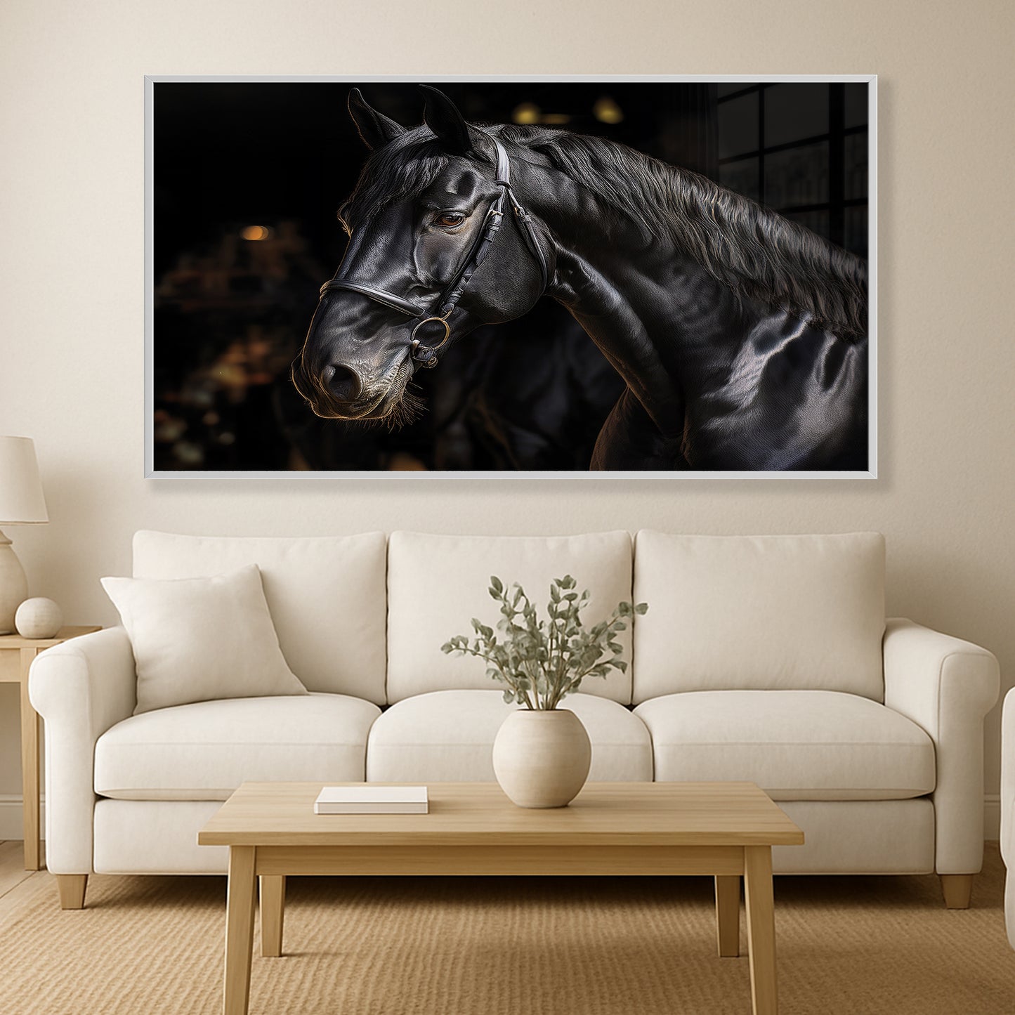 Noble Gaze – Black Percheron in Warm Light