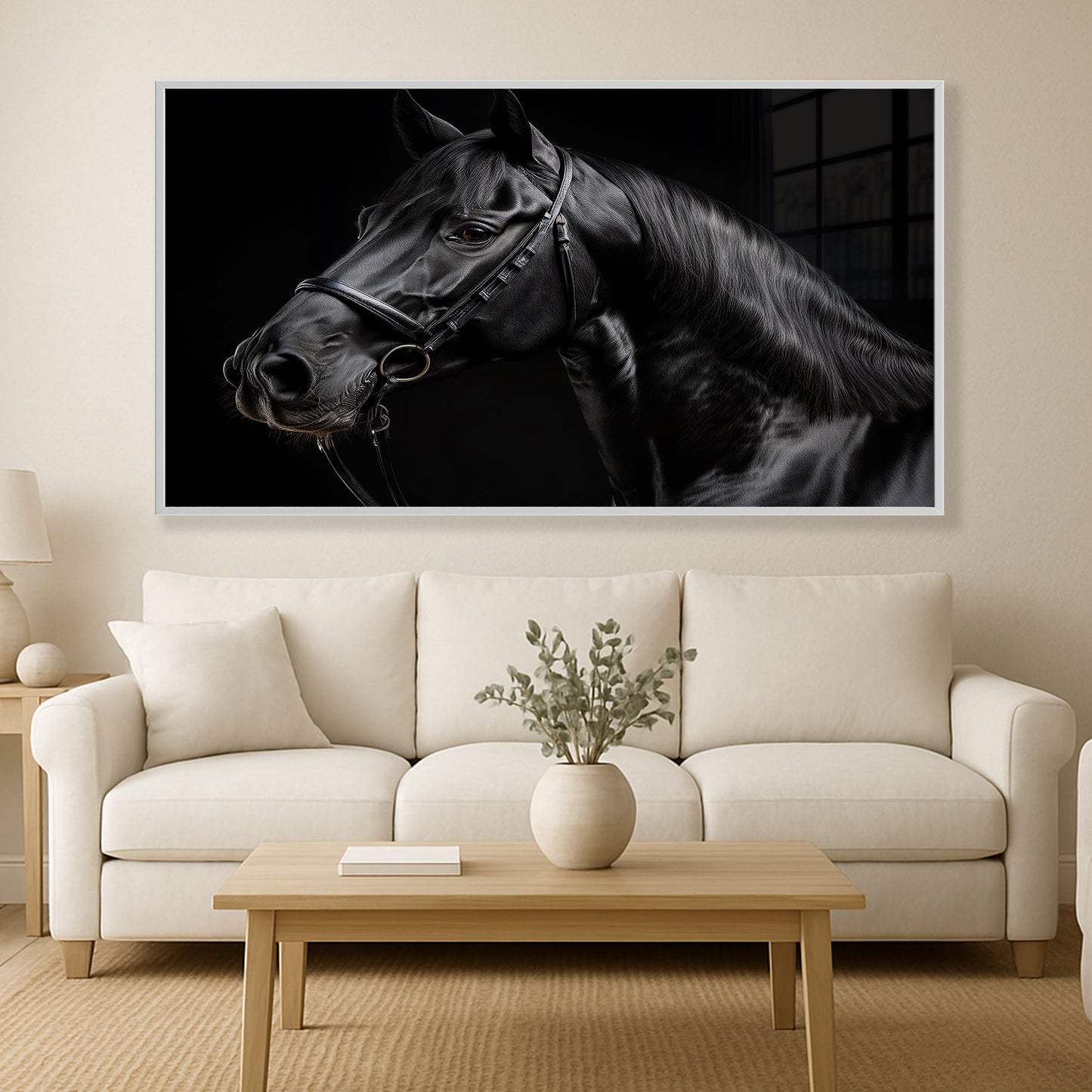 Midnight Elegance β Close-Up of Black Percheron Horse
