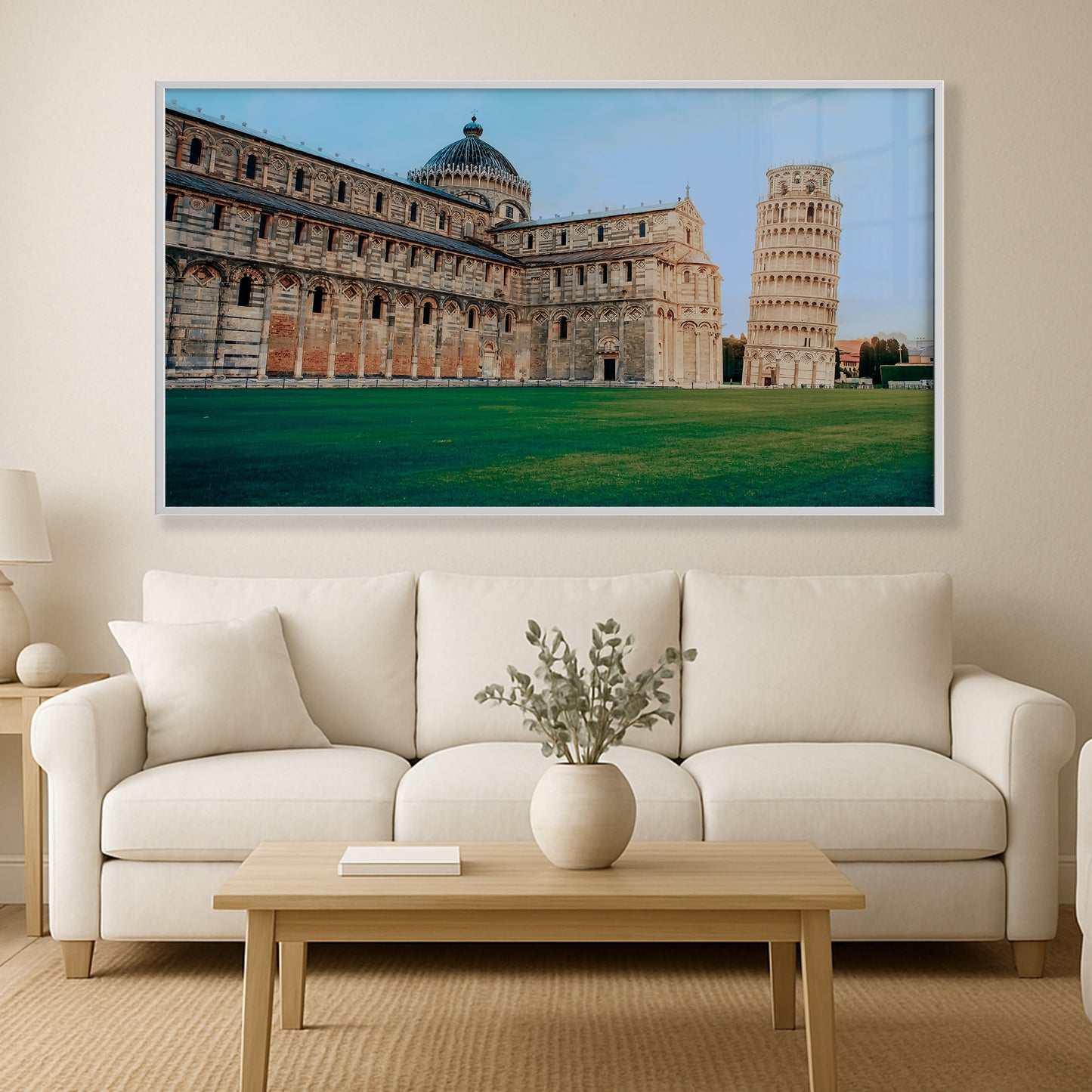 Leaning Tower of Pisa at Sunset – Iconic Italian Landmark | High-Gloss Glass Print