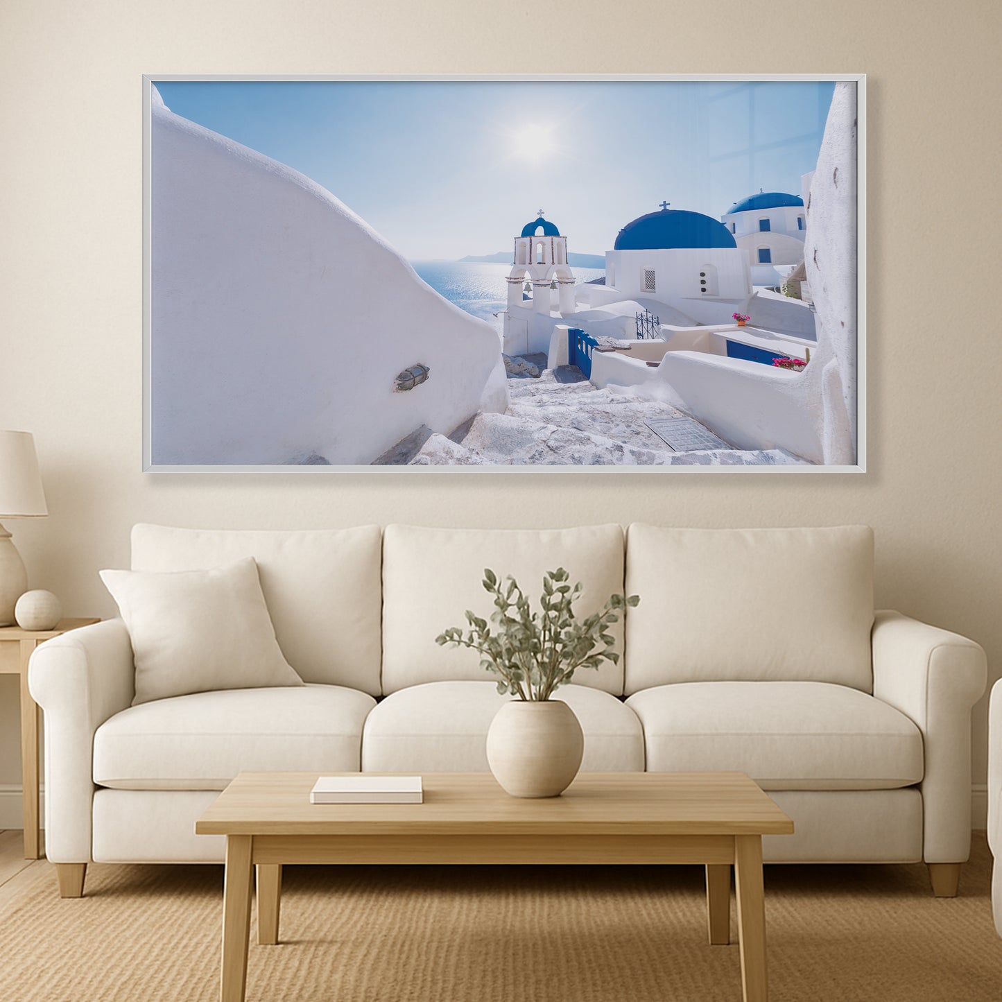 Oia Vista β Santorini Bell Tower Wall Art, Iconic Greek Architecture at Sunrise