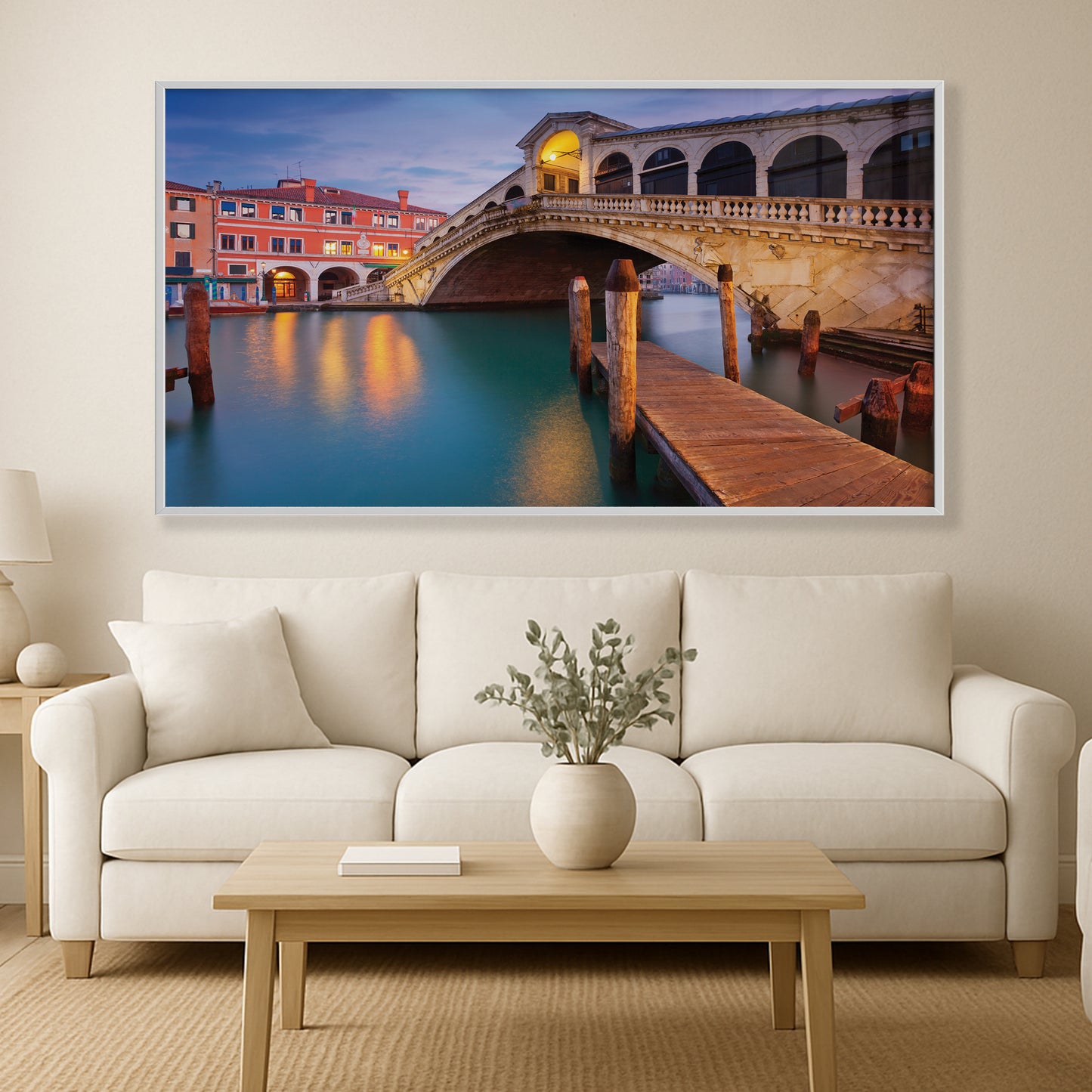 Rialto Bridge by Night β Venetian Reflections Wall Art, Italy Fine Art Photography