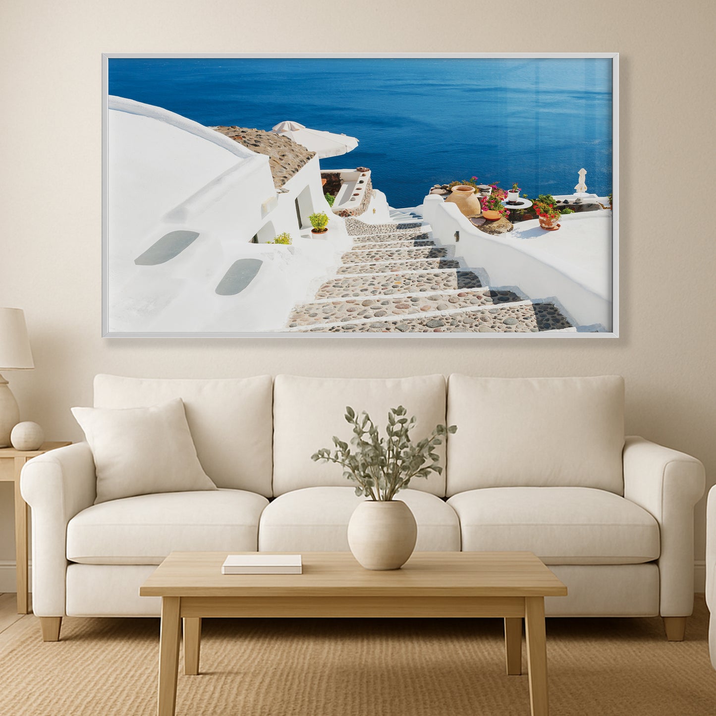 Santorini Cliffside Stairs – Greek Island Wall Art
