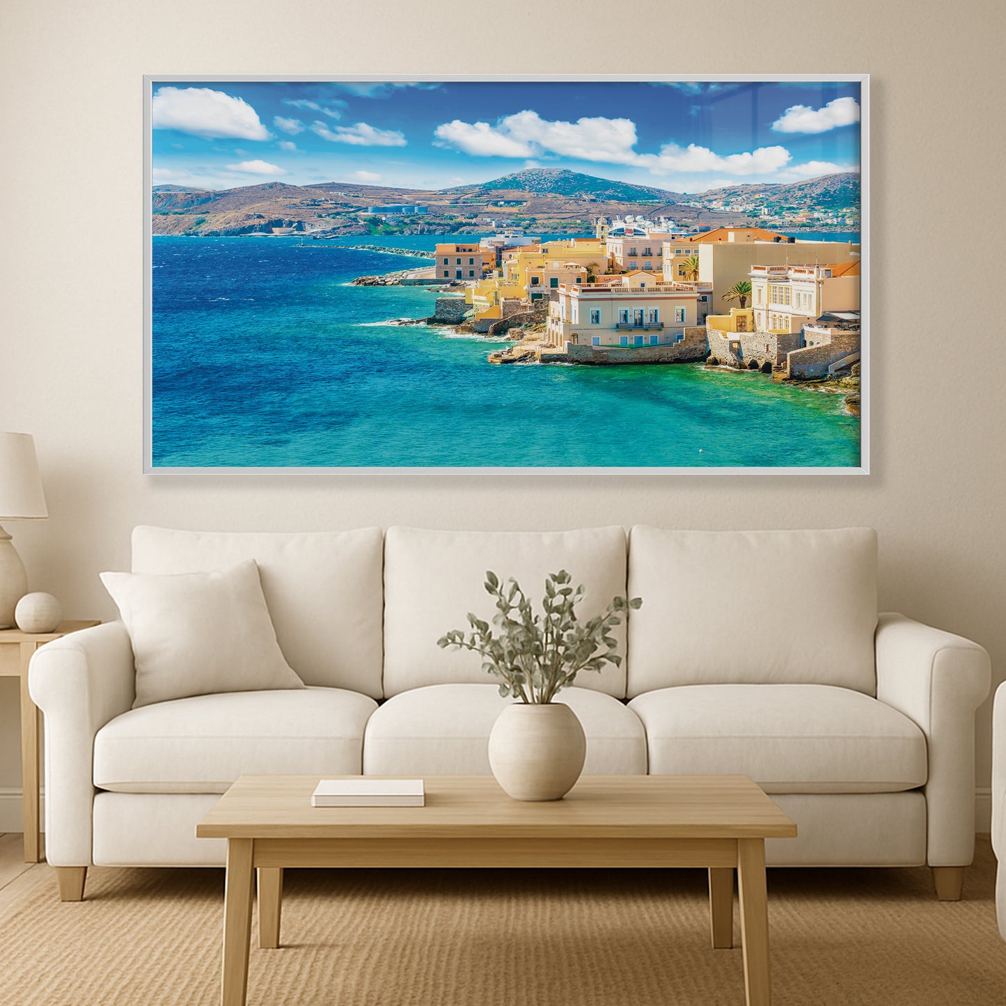 Syros Island Coastline – Greek Island Wall Art, Seaside Architecture Print