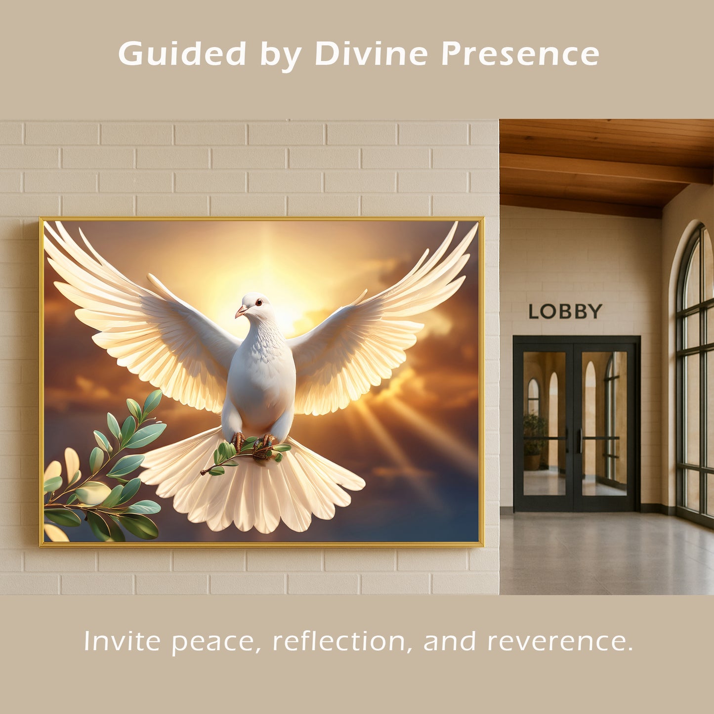 White Dove with Olive Branch – Symbol of Peace & Hope Wall Art