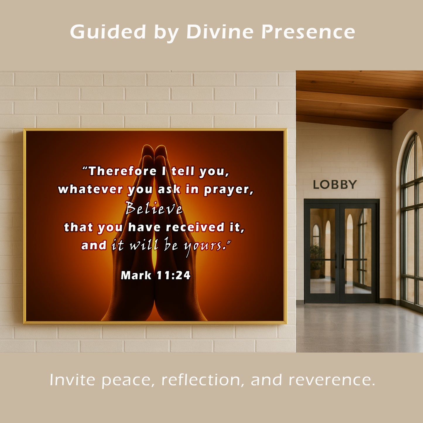 Praying Hands Scripture Wall Art – Mark 11:24 Christian Décor