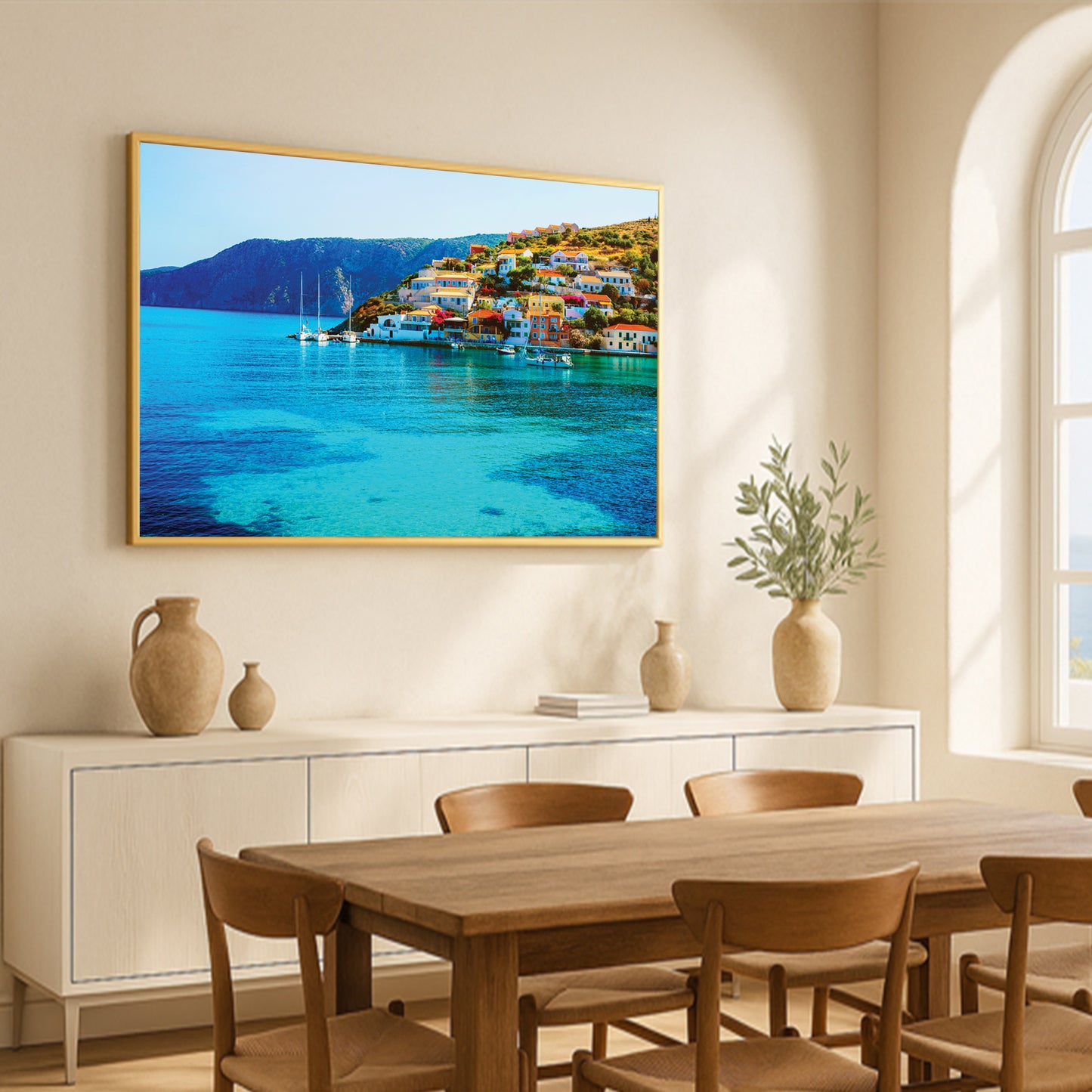 Assos Village Coastal View – Kefalonia Greece Wall Art, Seaside Homes and Turquoise Waters