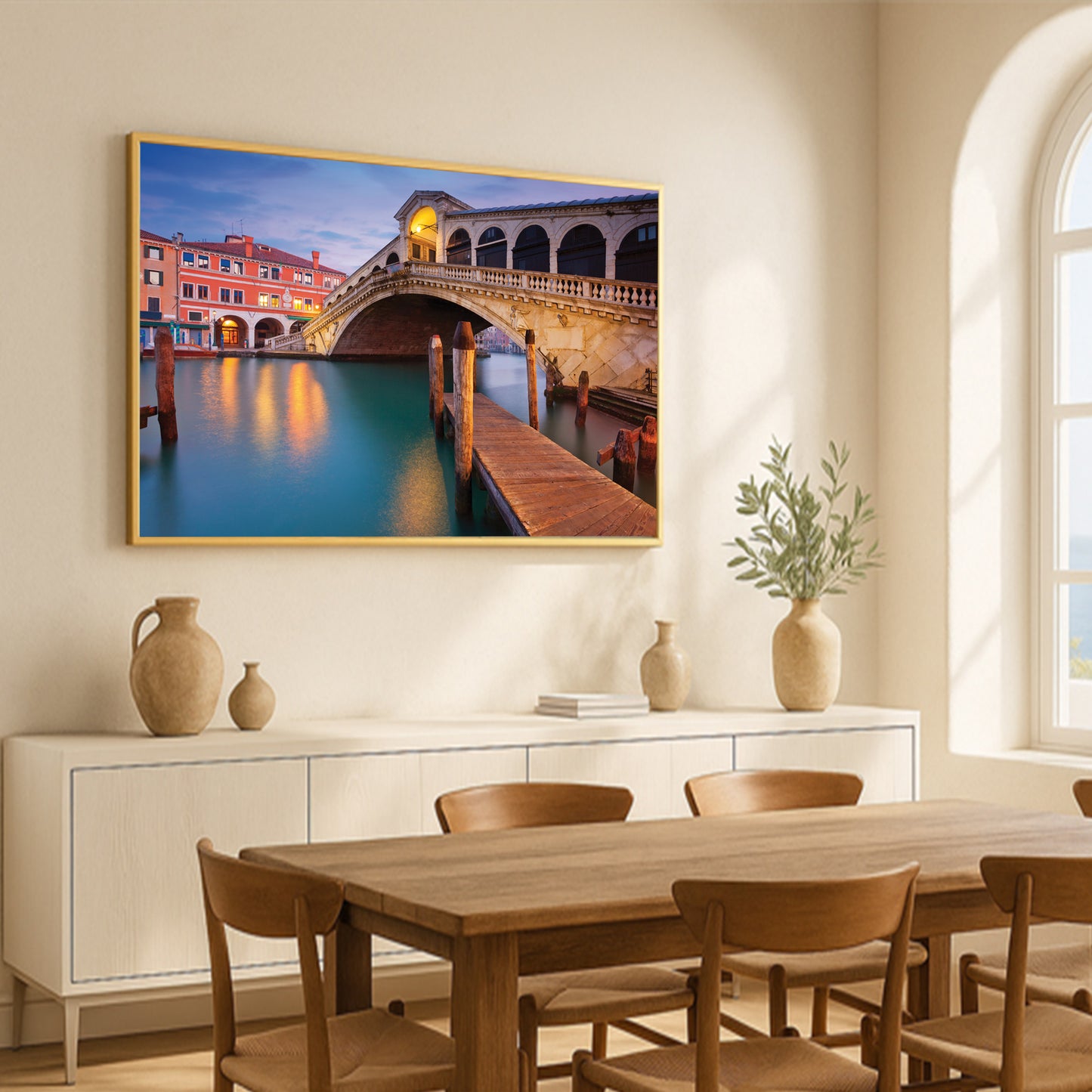 Rialto Bridge by Night β Venetian Reflections Wall Art, Italy Fine Art Photography