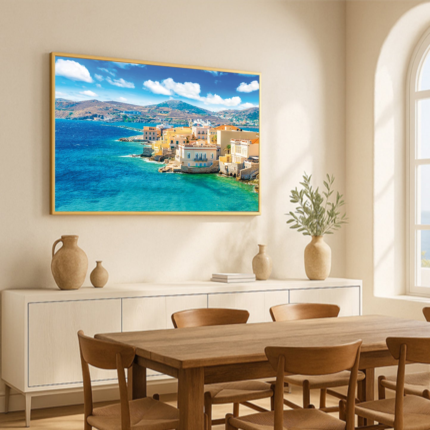 Syros Island Coastline – Greek Island Wall Art, Seaside Architecture Print