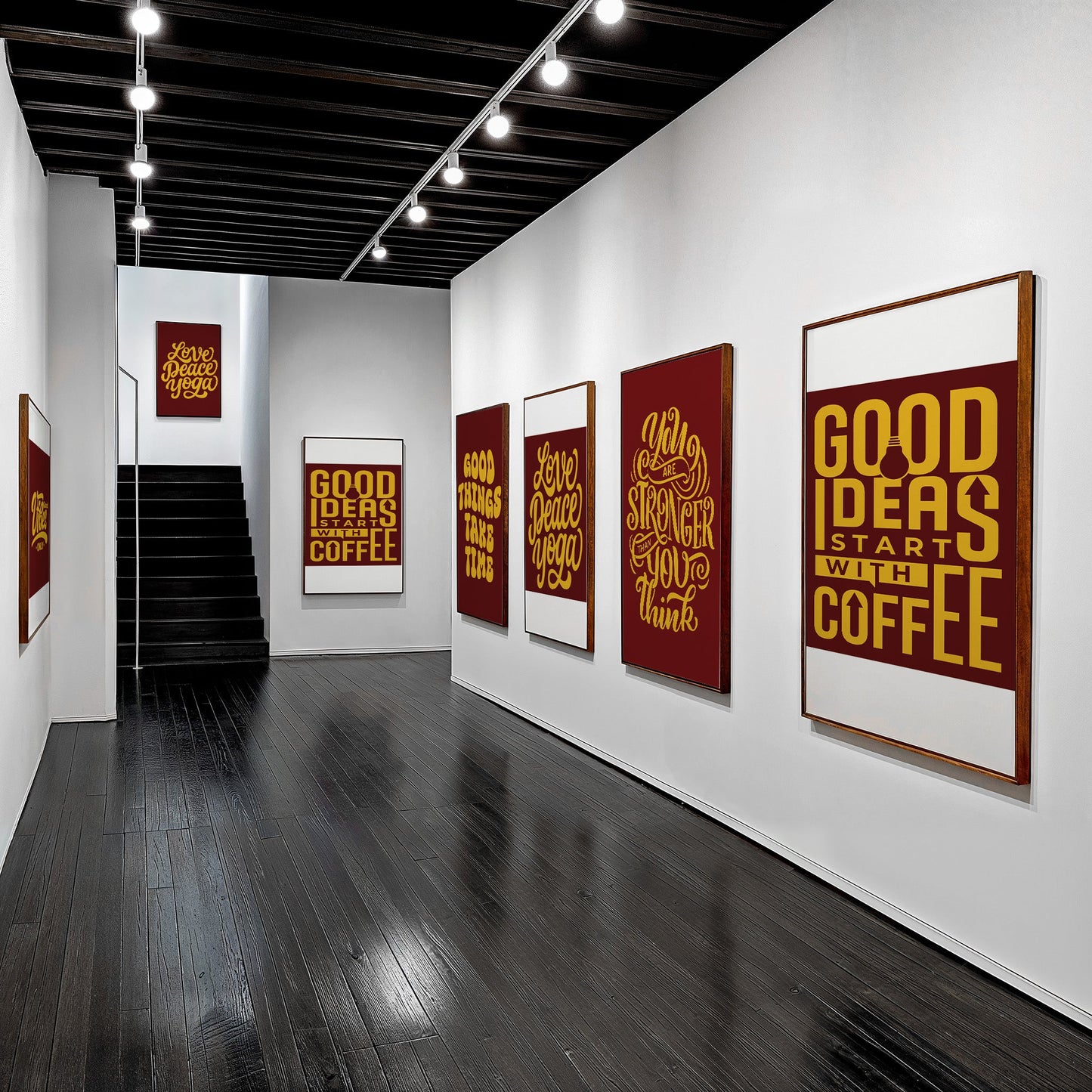 Good Ideas Start with Coffee - Luxury Glass Framed Wall Art (Multiple Colors)