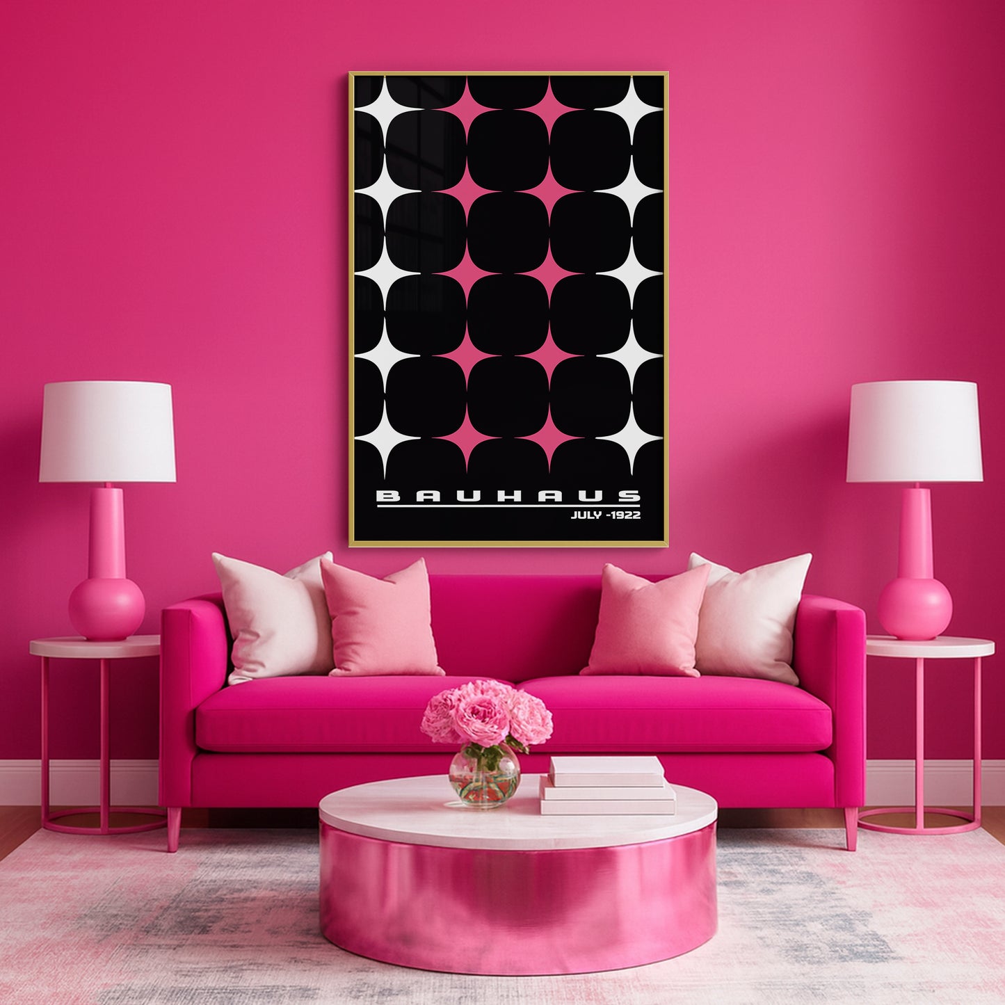 Star-form Grid – Bauhaus Exhibition 1922 | Luxury Framed Glass Wall Art (Multiple Colors)