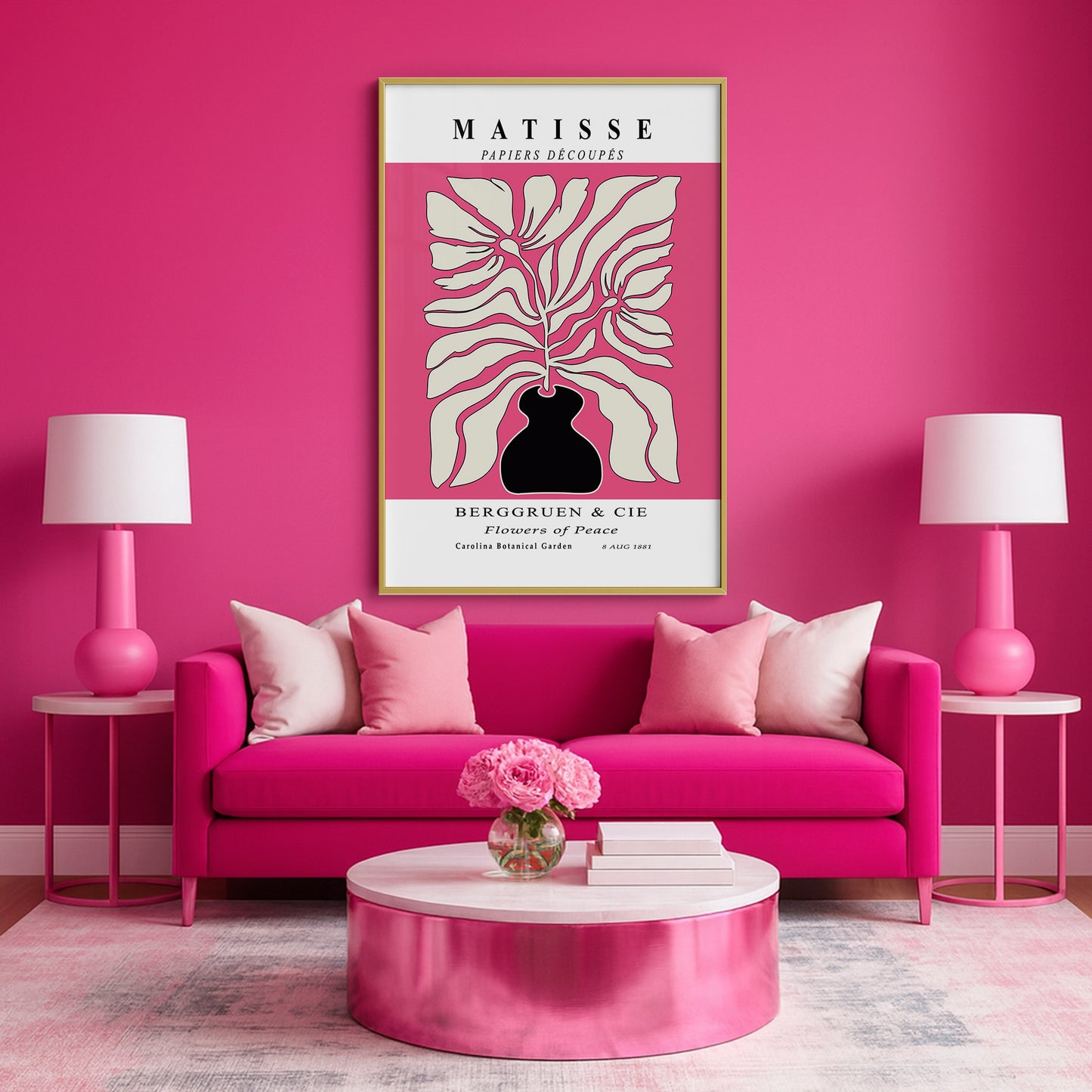 Botanic Serenity- Modern Matisse Inspired Geometric Wall Art – Luxury Framed Glass Wall Decoration (Multiple Colors)