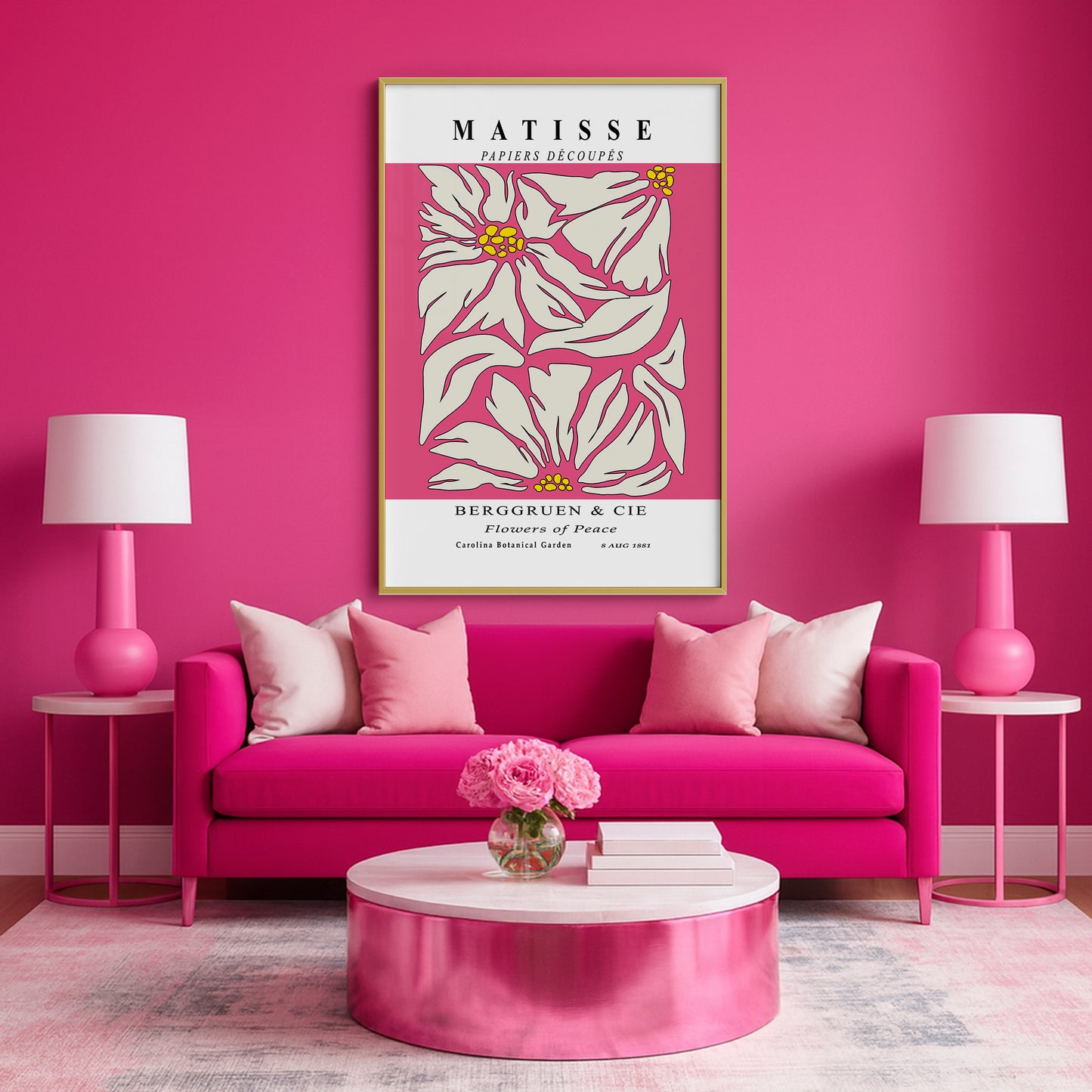 Golden Bloom- Modern Matisse Inspired Geometric Wall Art β Luxury Framed Glass Wall Decoration (Multiple Colors)