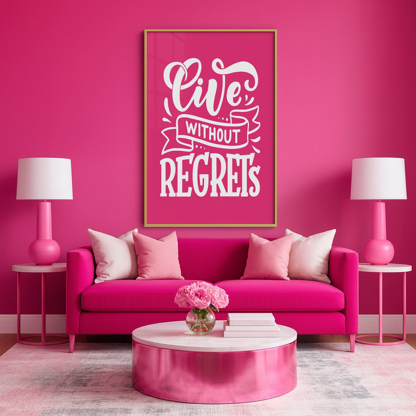 Live Without Regrets - Luxury Glass Framed Wall Art (Multiple Colors)