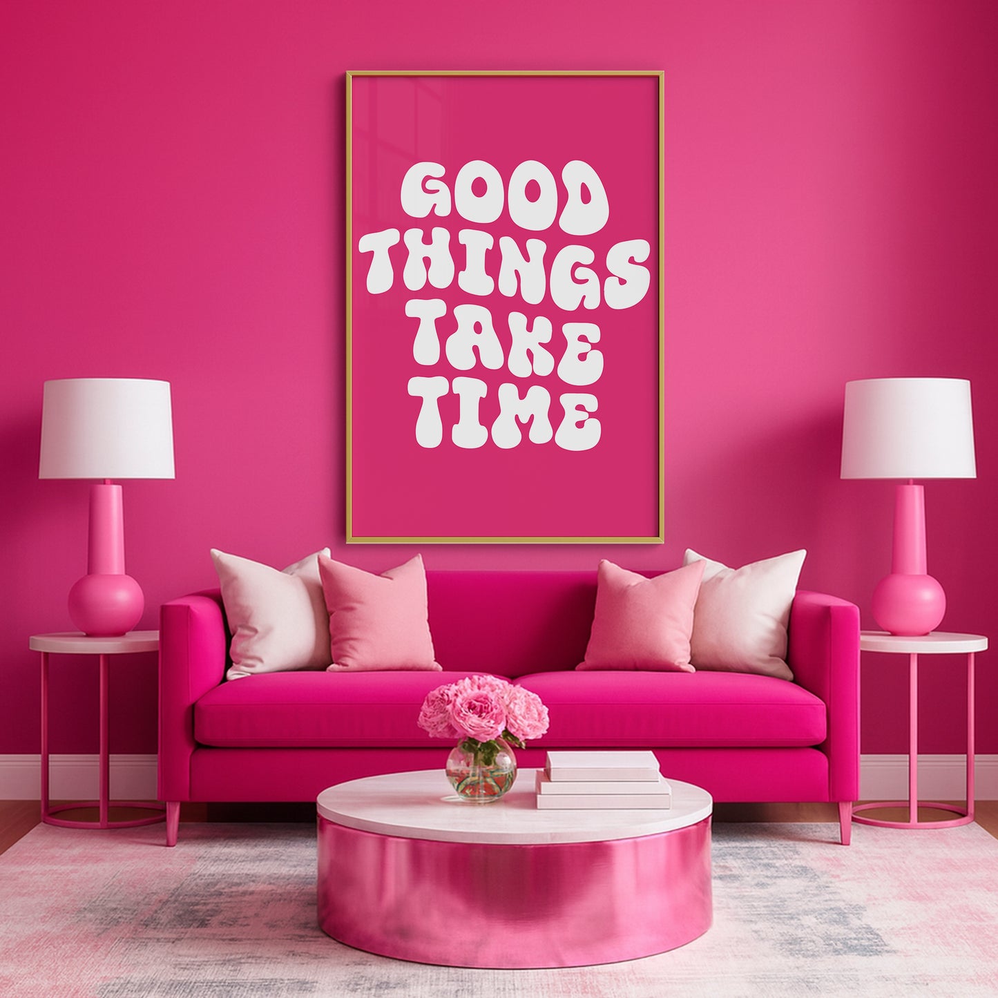 Good Things Take Time - Luxury Glass Framed Wall Art (Multiple Colors)