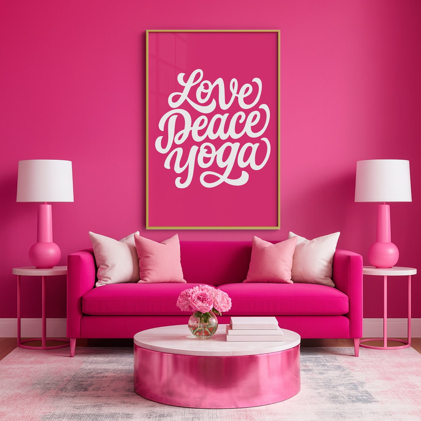 Love Peace Yoga - Luxury Framed Wall Art (Multiple Colors)
