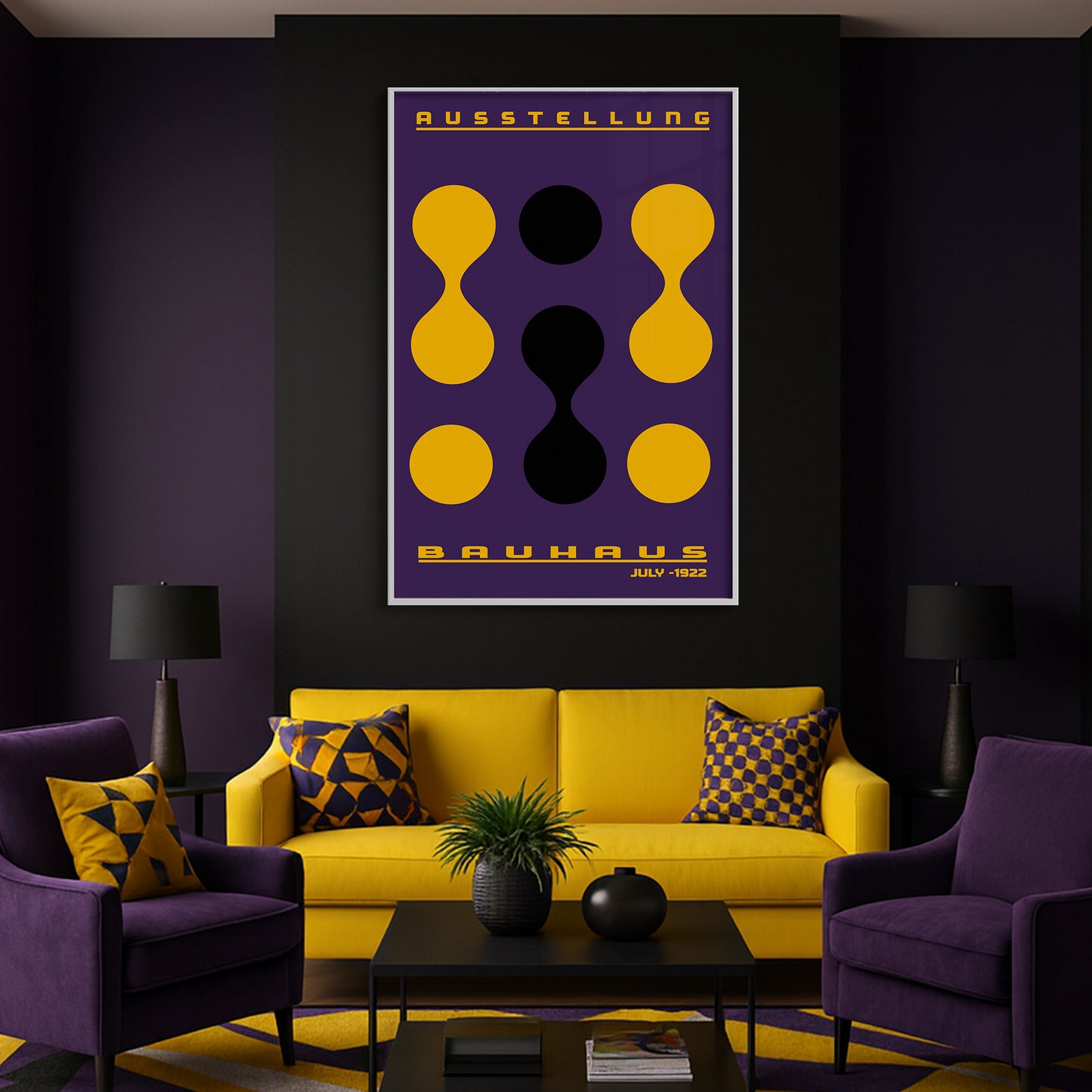 Form & Rhythm - Bauhaus Exhibition 1922 | Luxury Framed Glass Wall Art (Multiple Colors)