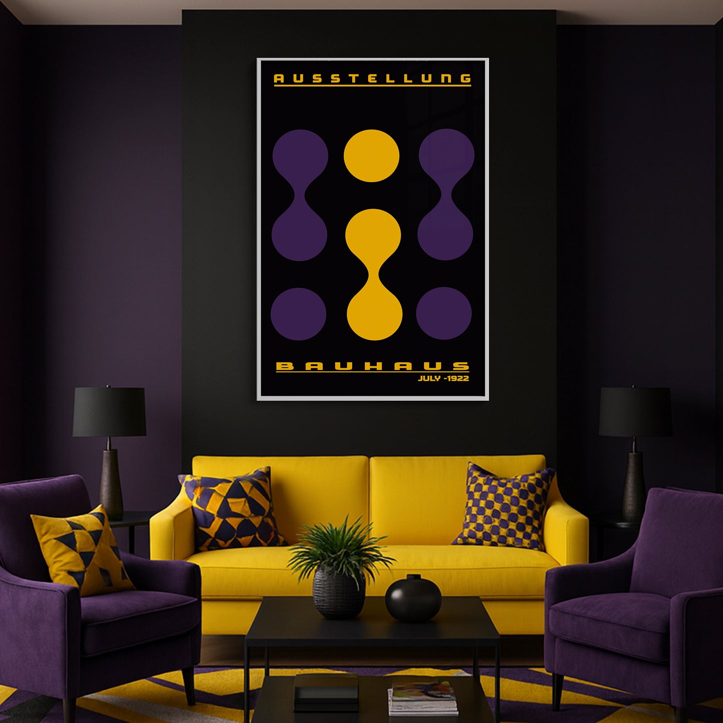 Modern Rhythm – Bauhaus Exhibition 1922 | Luxury Framed Glass Art (Multiple Colors)