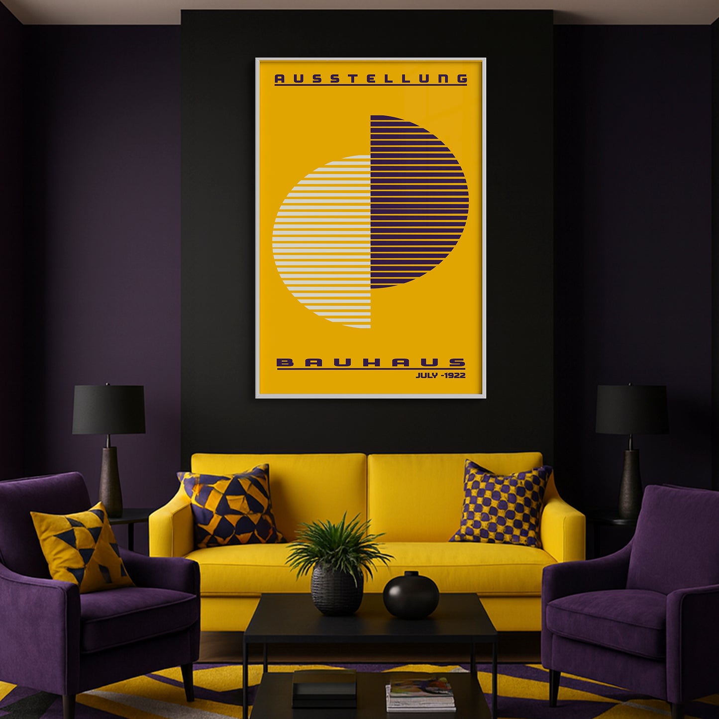 Lines of Thought – Bauhaus Exhibition 1922 | Luxury Framed Glass Art (Multiple Colors)