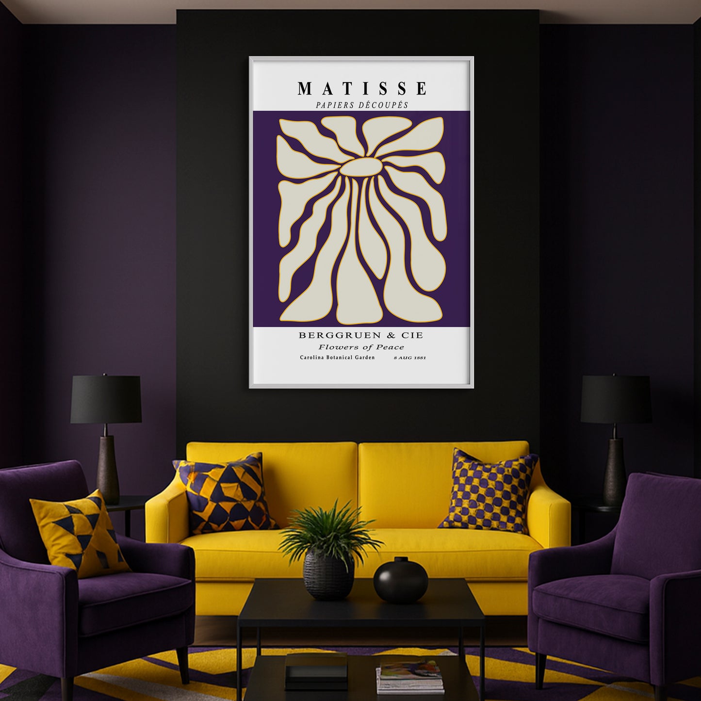 Timeless Elegance - Modern Matisse Inspired Geometric Wall Art β Luxury Glass Framed Wall Decoration (Multiple Colors)