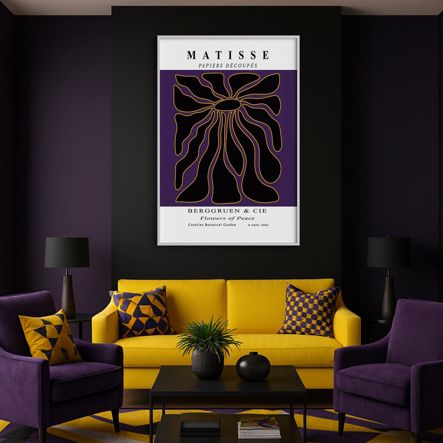 Radiant Bloom - Modern Matisse Inspired Geometric Wall Art β Luxury Glass Wall Decoration (Multiple Colors)