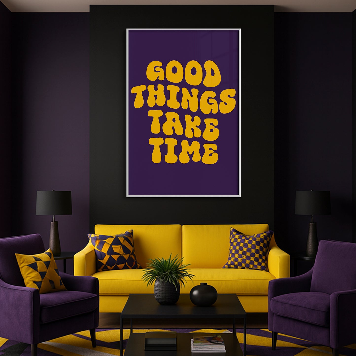 Good Things Take Time - Luxury Glass Framed Wall Art (Multiple Colors)