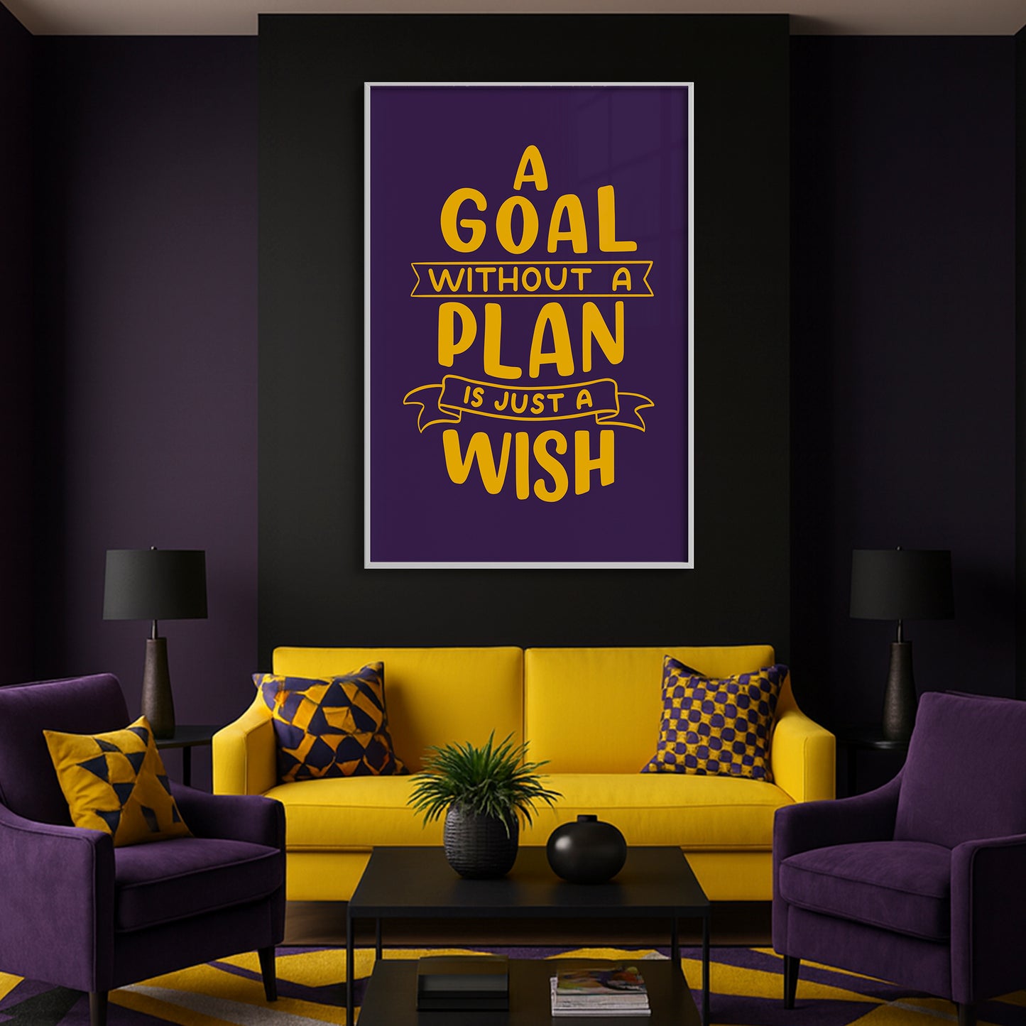 A Goal Without a Plan is Just a Wish - Luxury Framed Wall Art (Multiple Colors)
