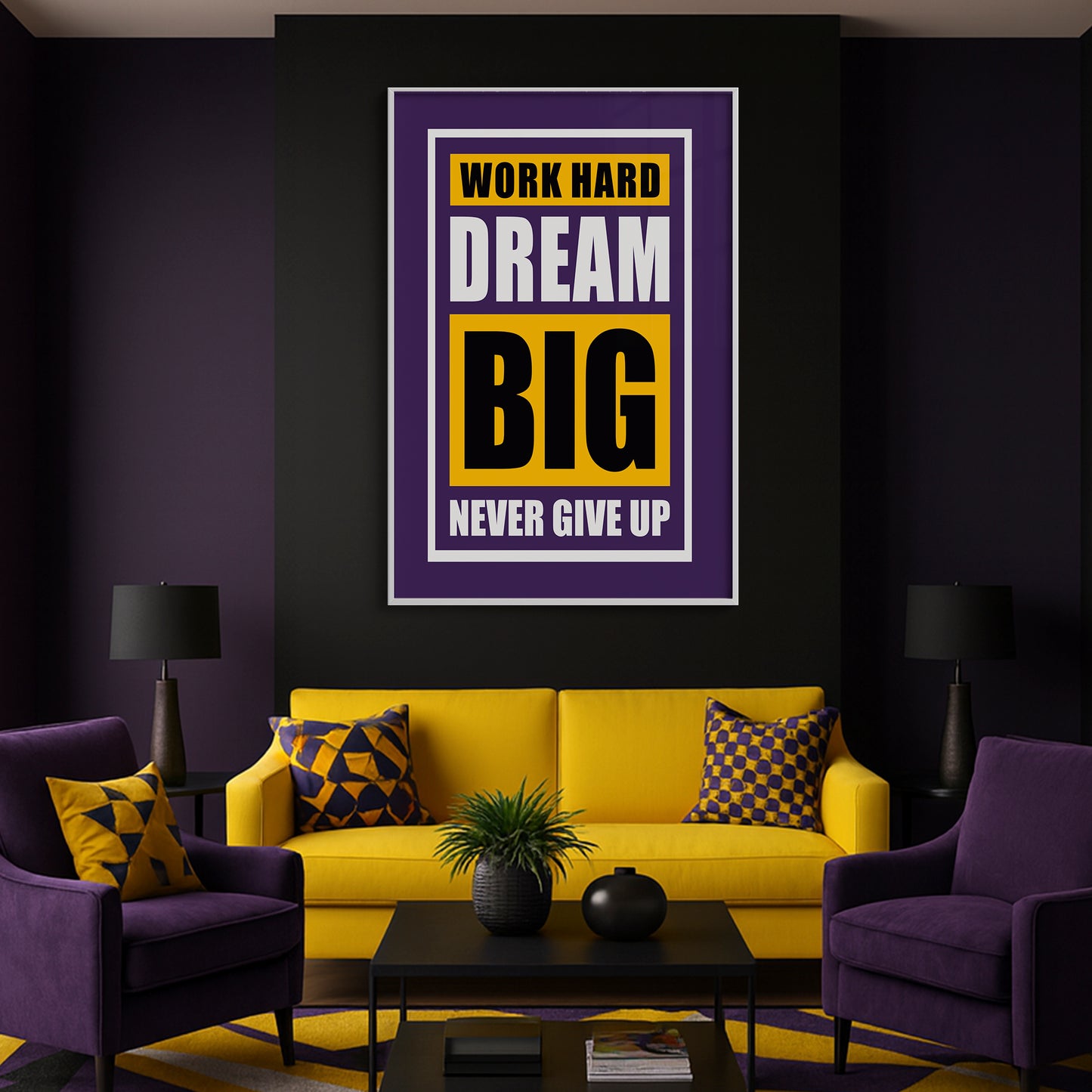 Fuel Your Hustle β Work Hard. Dream Big. Never Give Up - Luxury Framed Wall Art