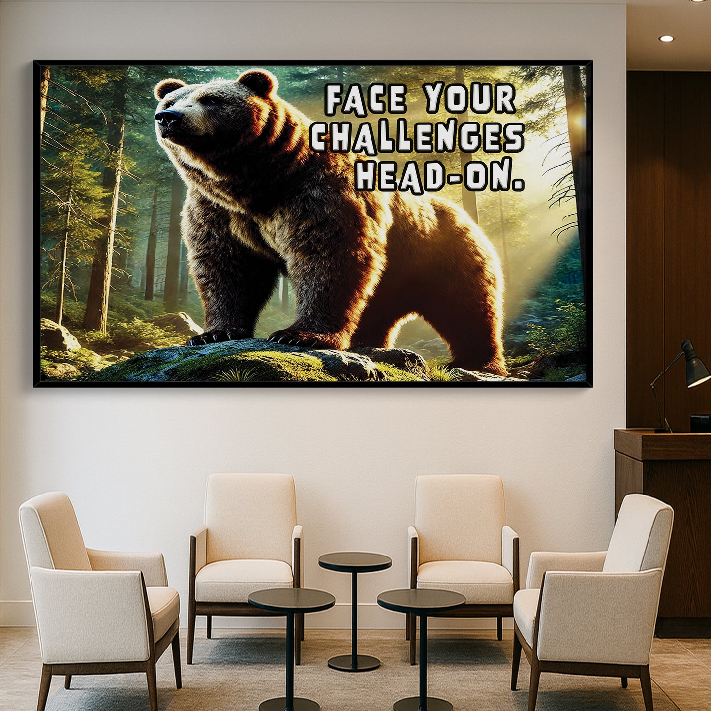 The Fearless Bear – Face Your Challenges Motivational Wall Art
