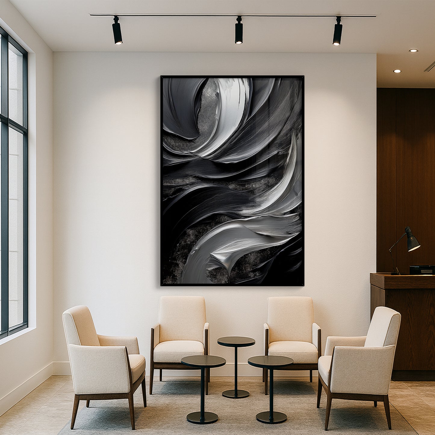 Black & Silver Abstract Wall Art – Modern Luxury Décor
