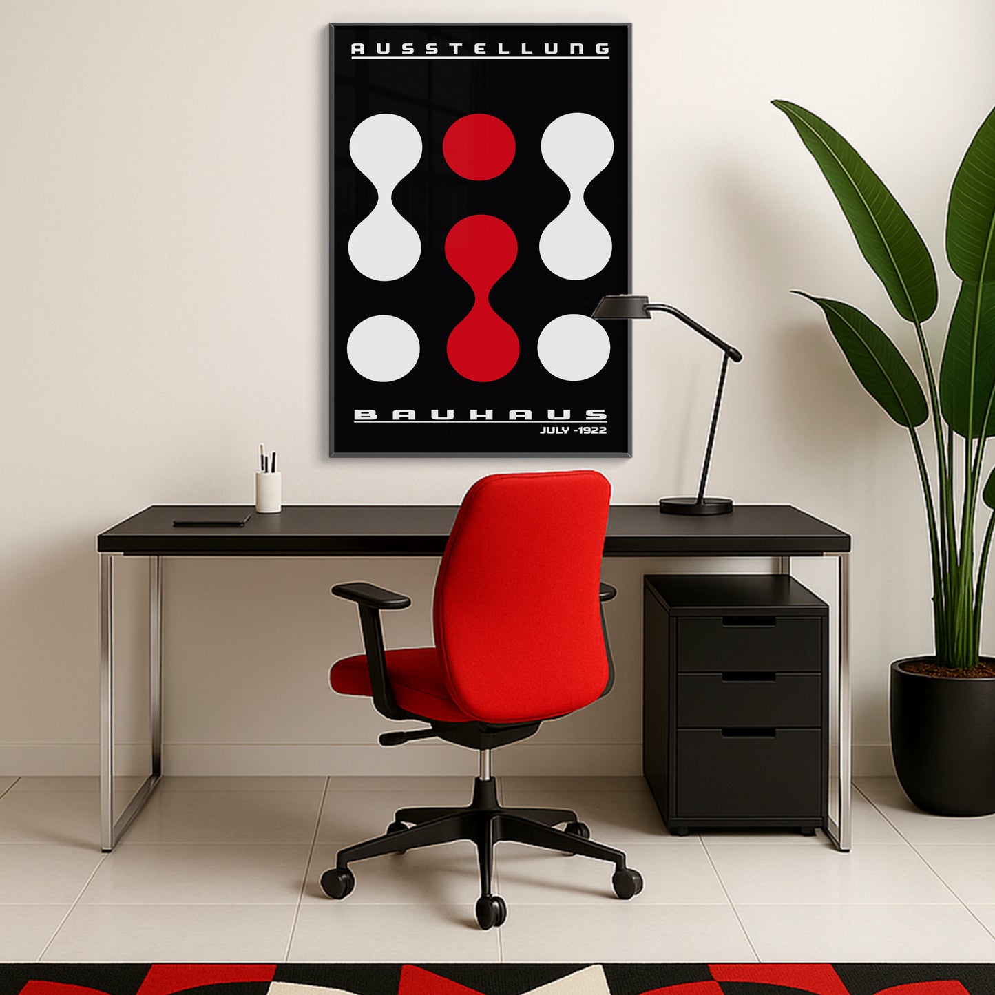 Modern Rhythm – Bauhaus Exhibition 1922 | Luxury Framed Glass Art (Multiple Colors)