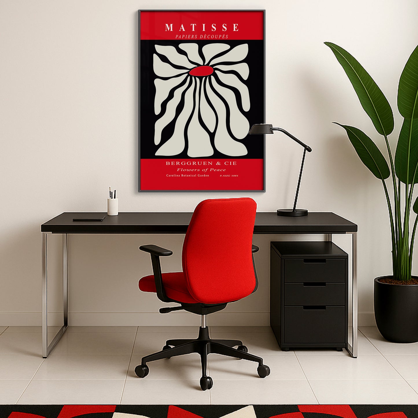 Radiant Bloom - Modern Matisse Inspired Geometric Wall Art β Luxury Glass Wall Decoration (Multiple Colors)