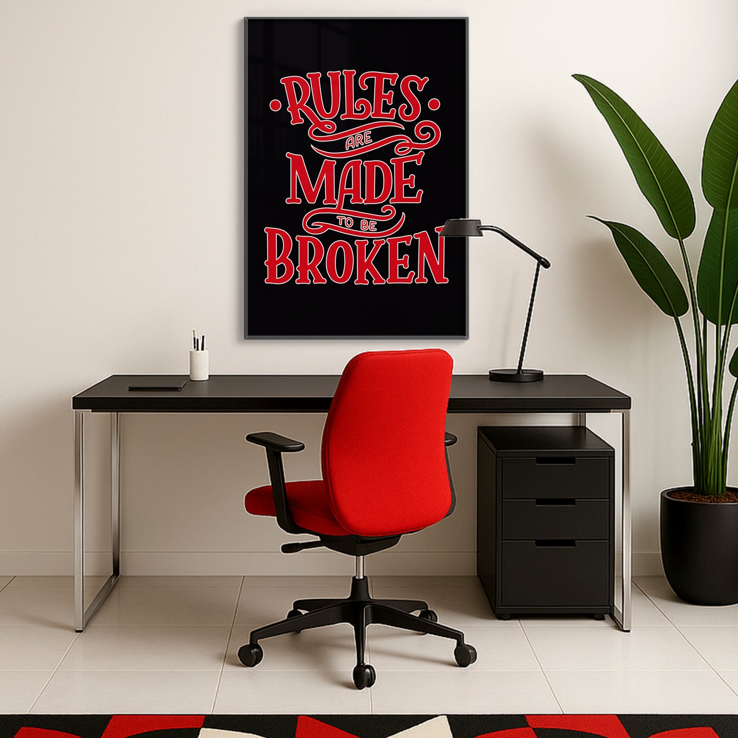 Rules Are Made to Be Broken - Luxury Glass Framed Wall Art (Multiple Colors)