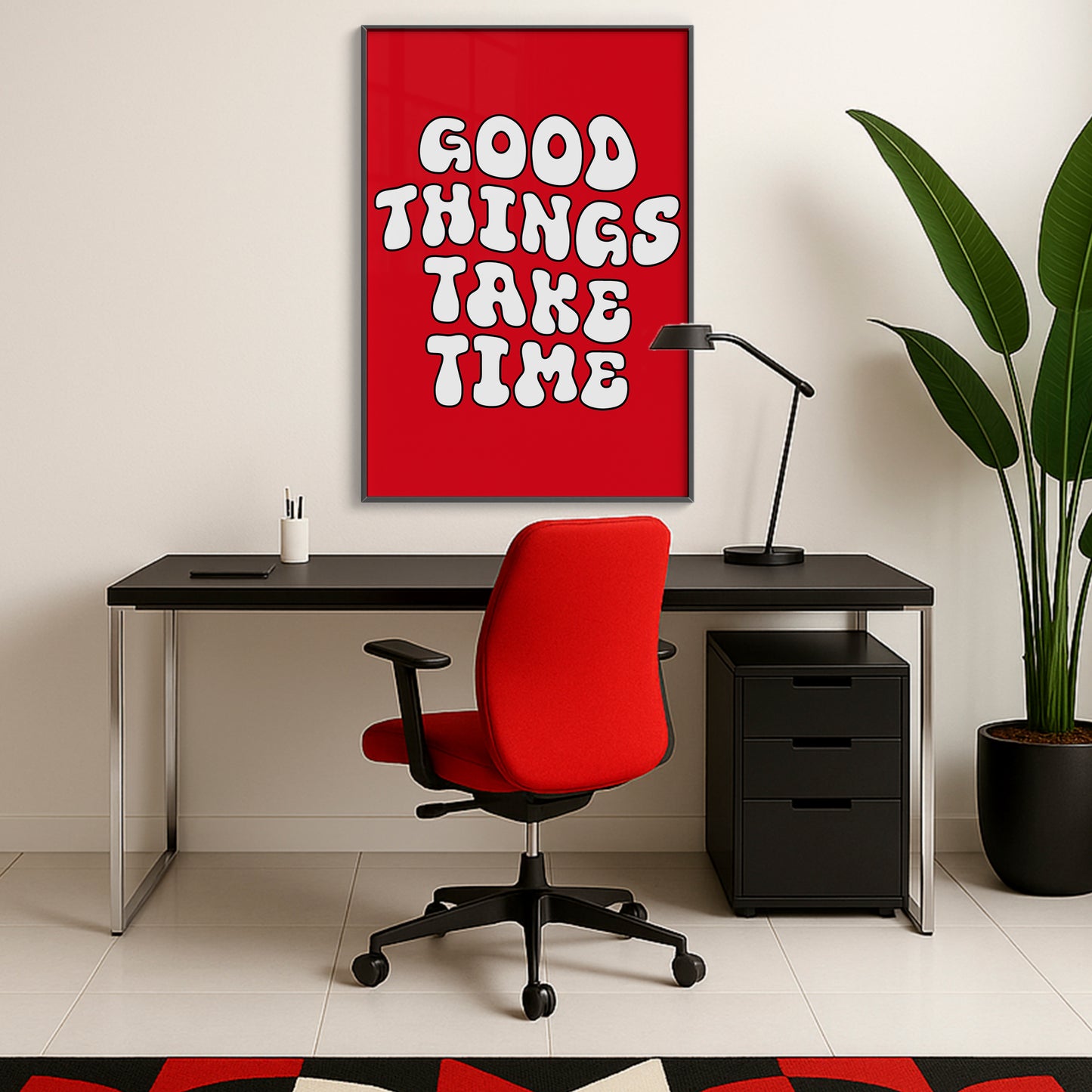 Good Things Take Time - Luxury Glass Framed Wall Art (Multiple Colors)
