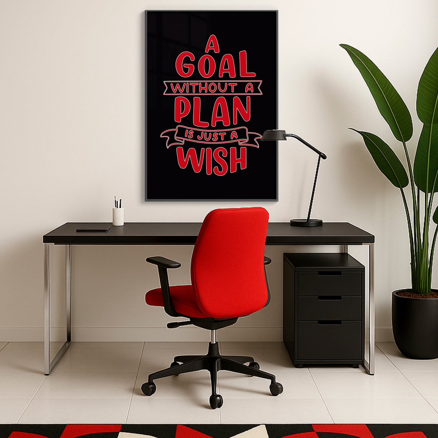 A Goal Without a Plan is Just a Wish - Luxury Framed Wall Art (Multiple Colors)