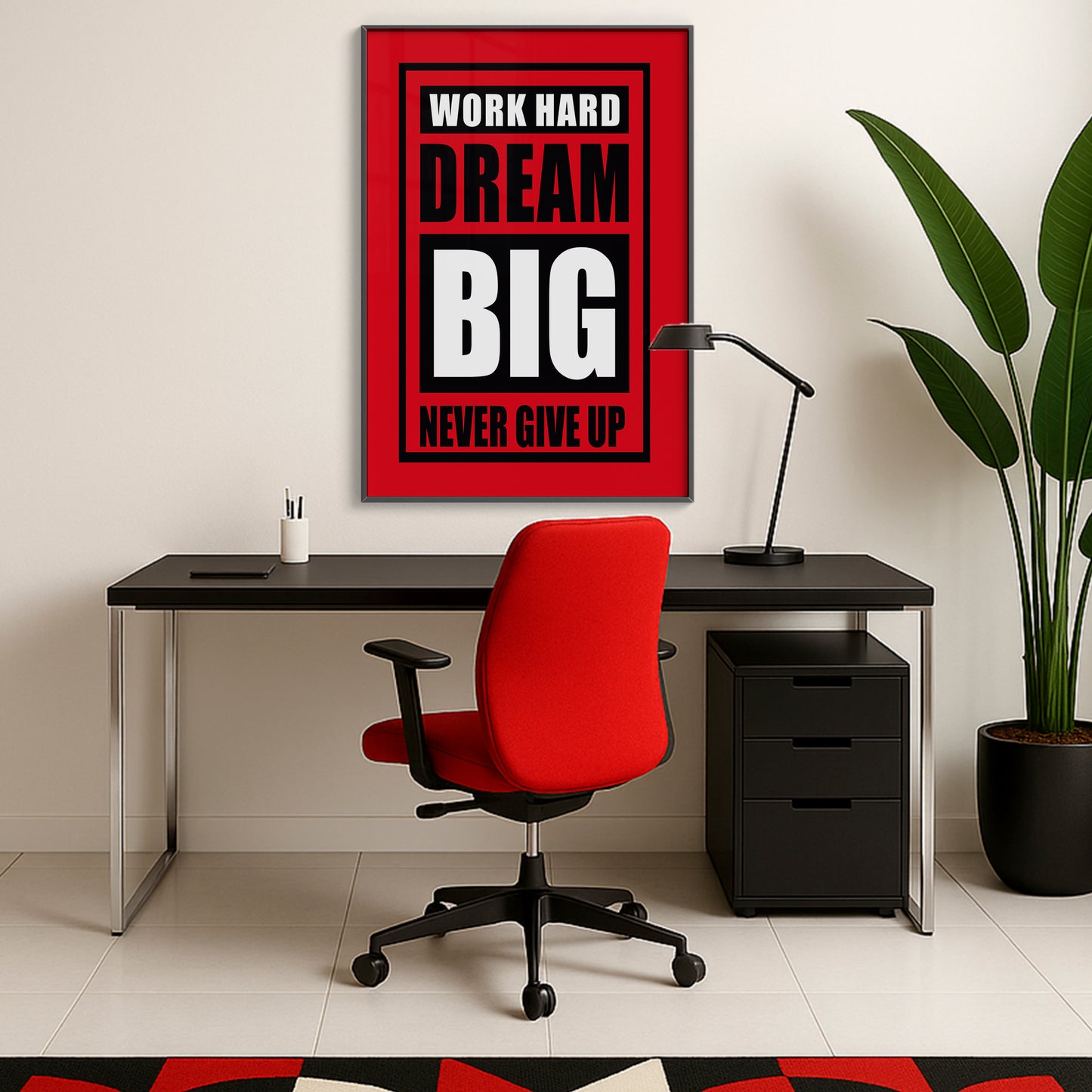 Fuel Your Hustle β Work Hard. Dream Big. Never Give Up - Luxury Framed Wall Art