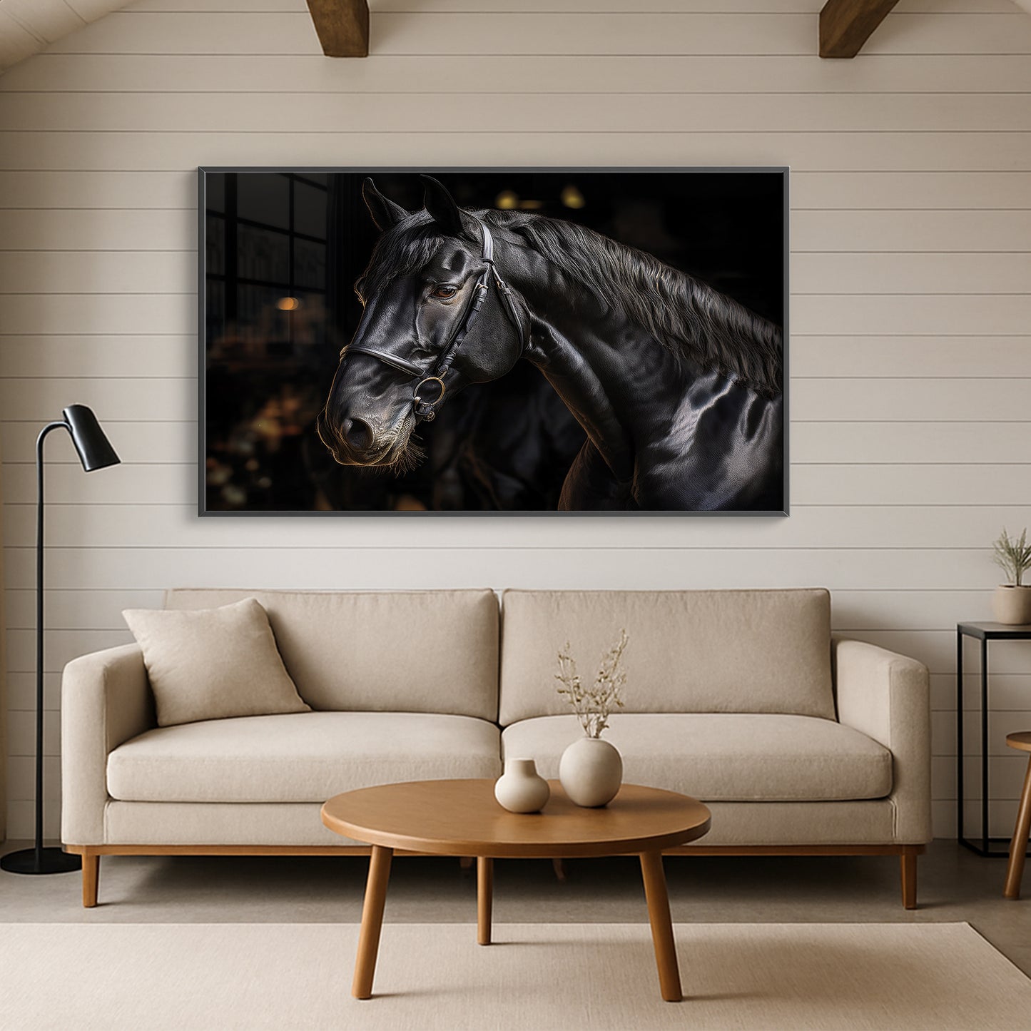 Noble Gaze – Black Percheron in Warm Light